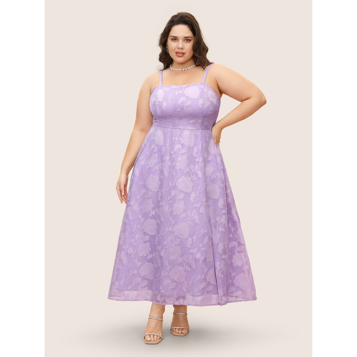 

Plus Size Textured Shirred Split Front Cami Dress Lilac Women Non Curvy Midi Dress BloomChic