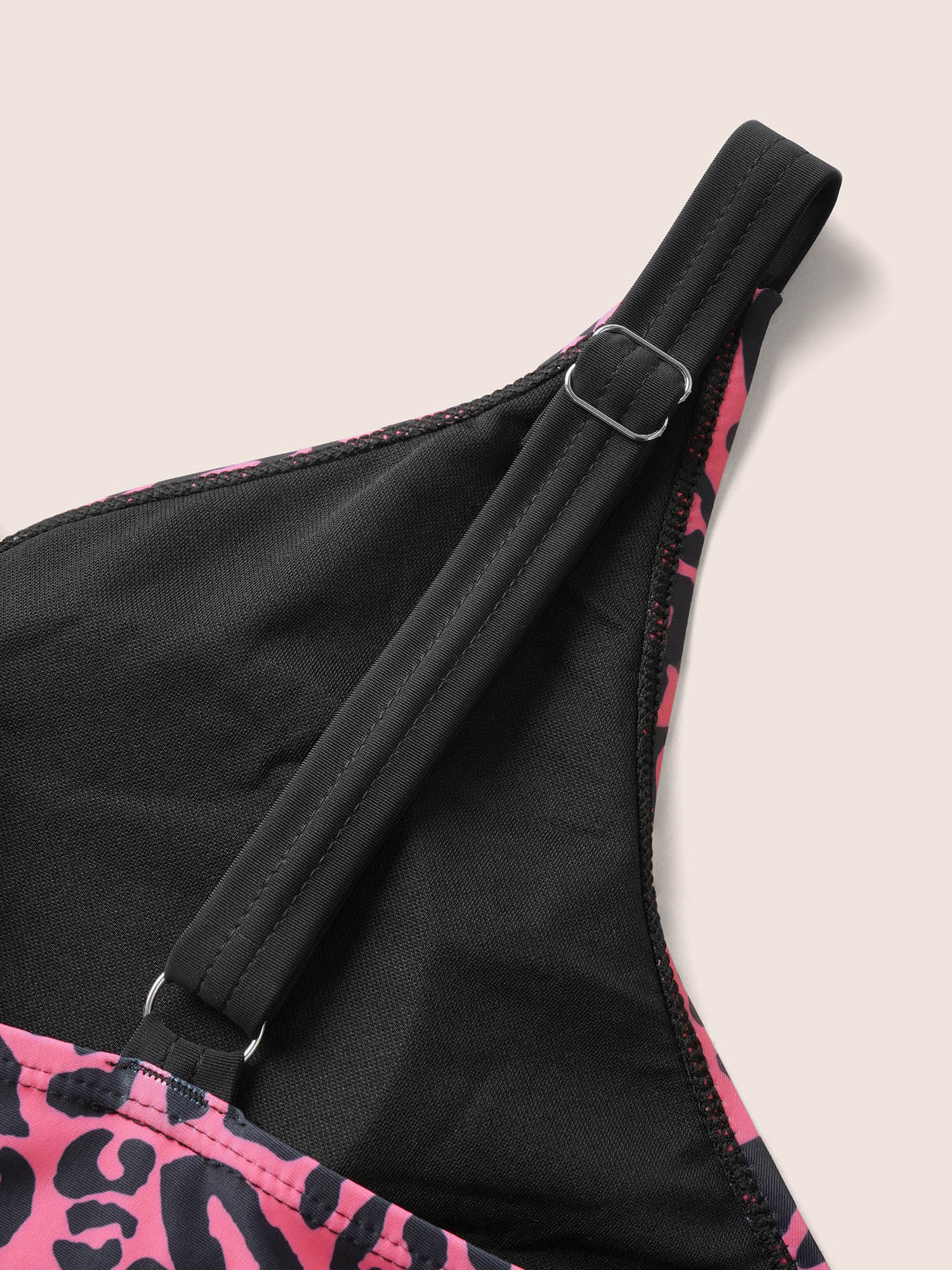 Plus Size Leopard Print Patchwork Tie Knot Swim Dress Women`s Swimwear Leopard Beach Bodycon Overlap Collar High stretch Curve Swim Dresses BloomChic 28/5X 
