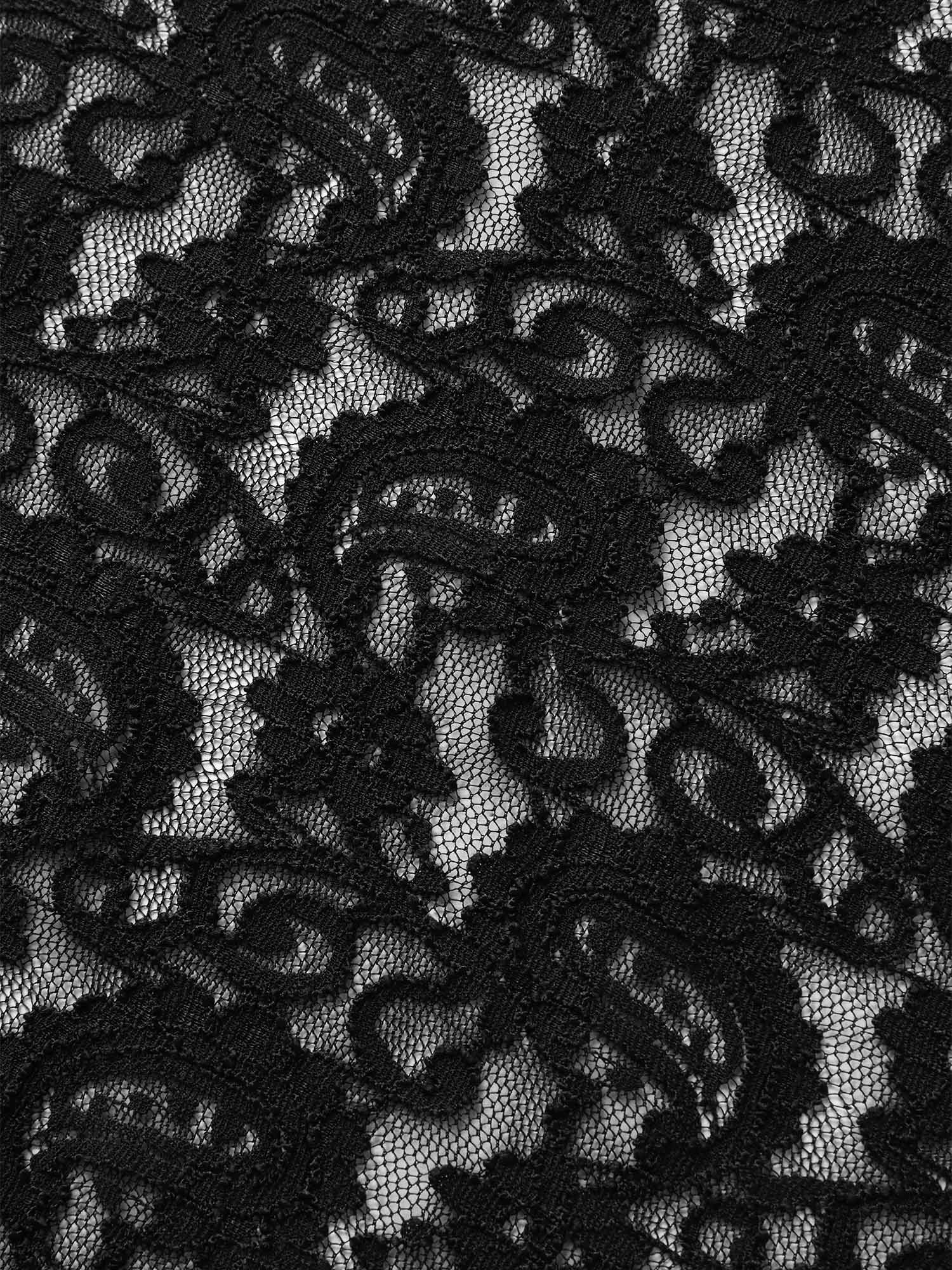 Plus Size Crochet Lace Mesh Drawstring Swim Dress Women`s Swimwear Black Beach Bodycon V-neck High stretch Curve Swim Dresses BloomChic 14-16/1X 