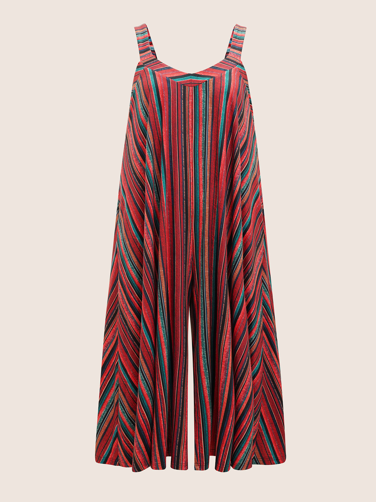Plus Size Multicolor Colored Striped Adjustable Straps Jumpsuit Women Casual Sleeveless Non Everyday Loose Jumpsuits BloomChic 18-20/2X 