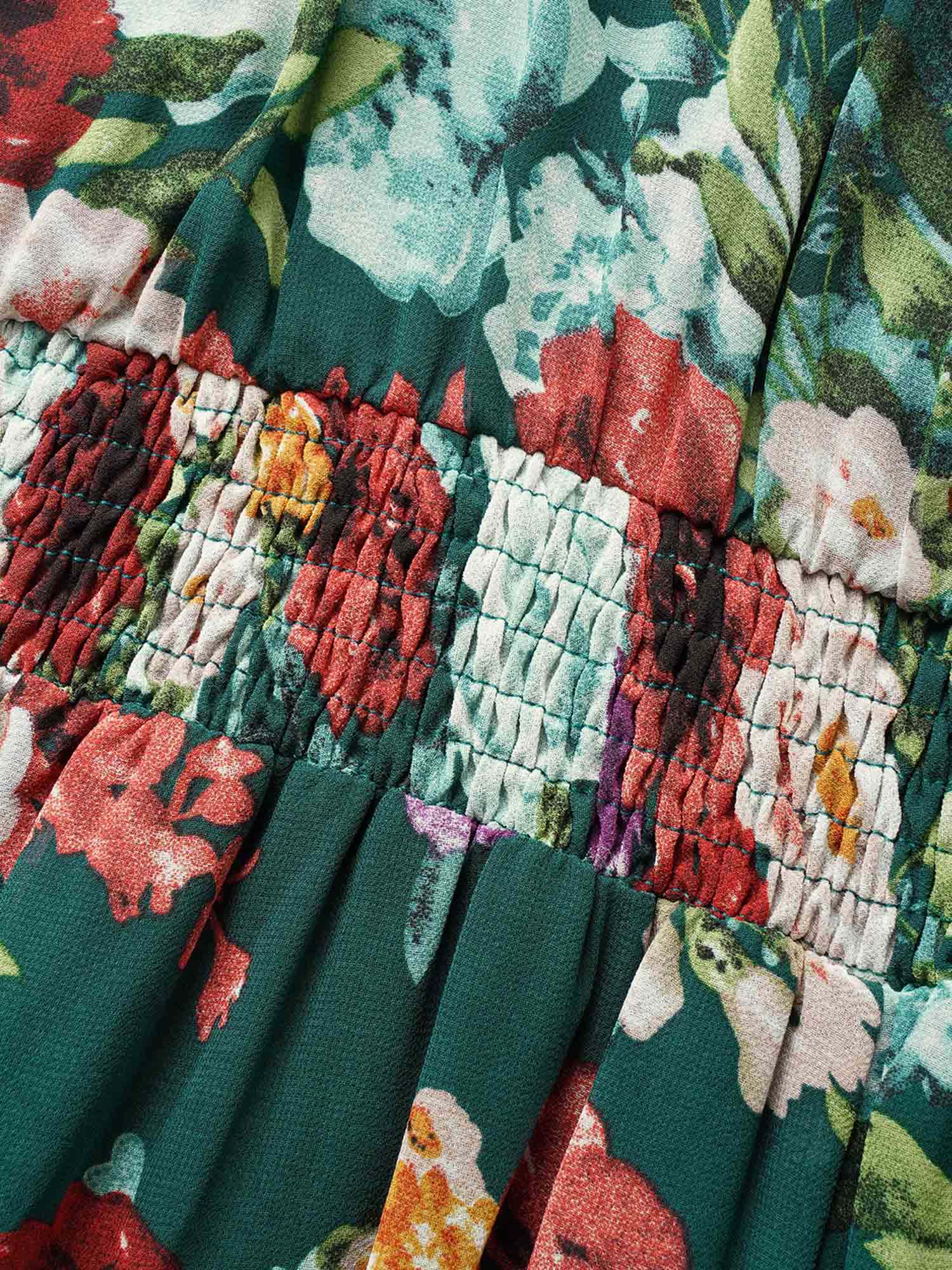 Plus Size V Neck Chiffon Floral Dolman Sleeve Dress Emerald Women V-neck Short sleeve Curvy BloomChic 10/M 