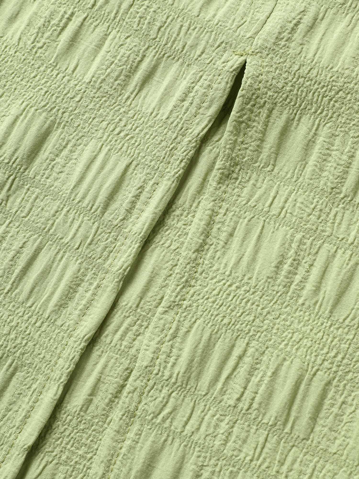 Plus Size Plain Textured Elastic Waist Split Front Skirt Women LightGreen Elegant Texture No stretch Everyday Skirts BloomChic 12/L 