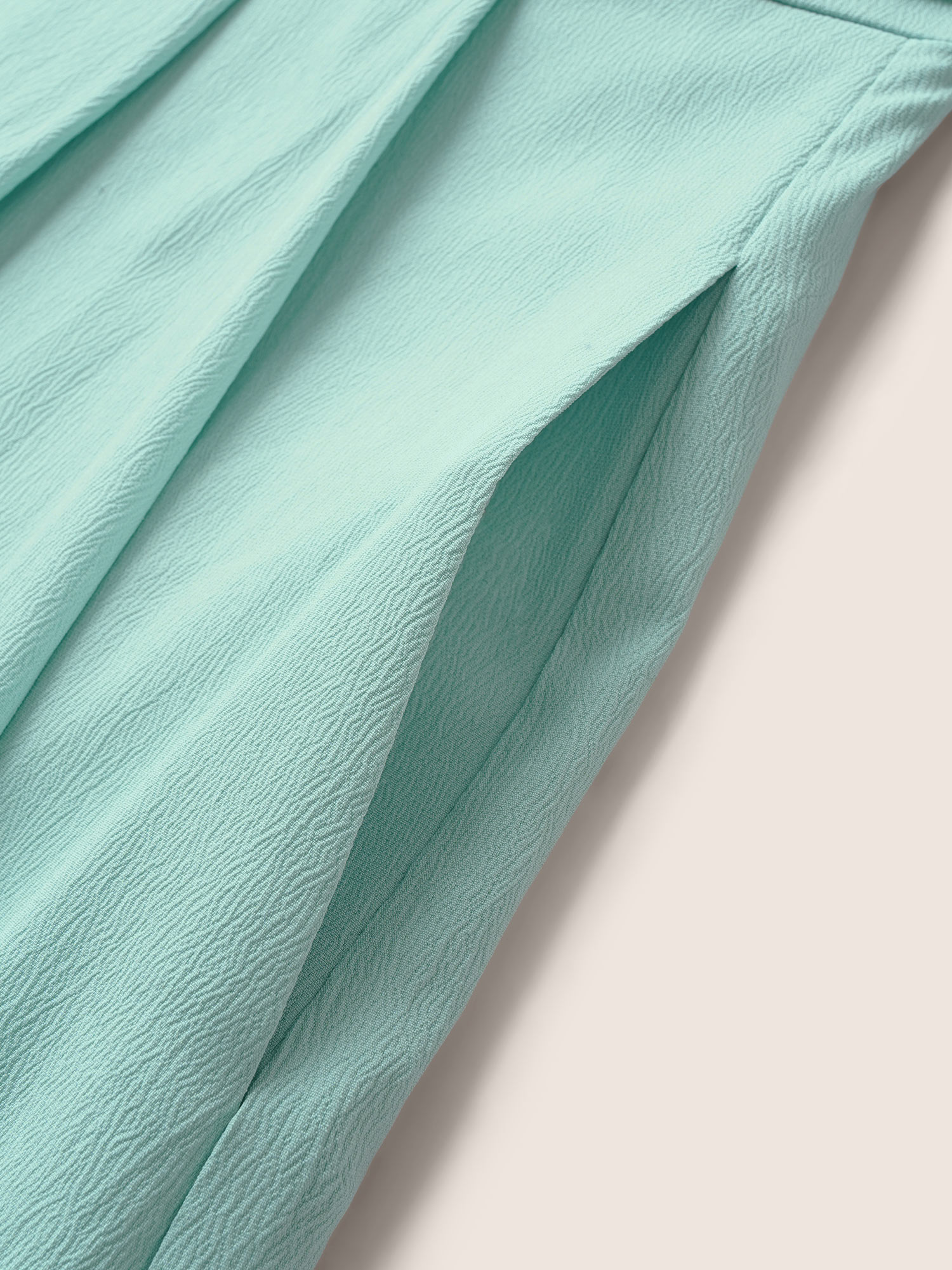 Plus Size Square Neck Solid Pleated Ruffle Sleeve Dress Mint Women Elegant Pleated Square Neck Short sleeve Curvy BloomChic 22-24/3X 