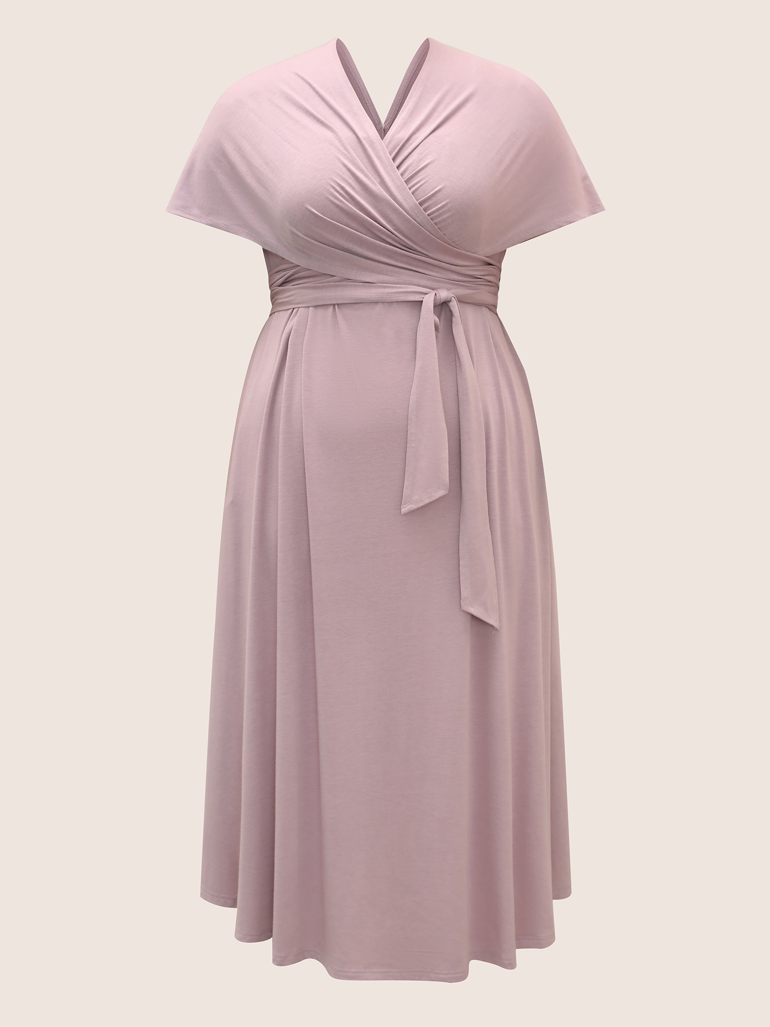 

Plus Size Everywhere Dress - Monochromatic Wrap Dress Lavender Women Belted V-neck Sleeveless Curvy BloomChic