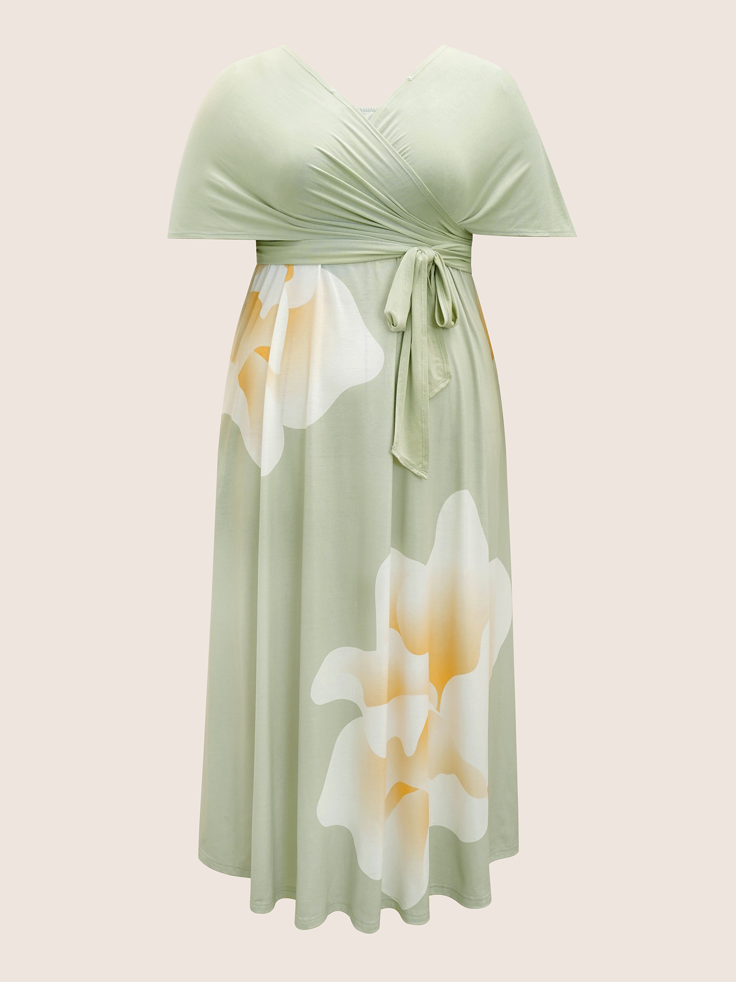 

Plus Size Everywhere Dress - Floral Mesh Ties Dress Mint Women Elegant Belted Non Sleeveless Curvy BloomChic
