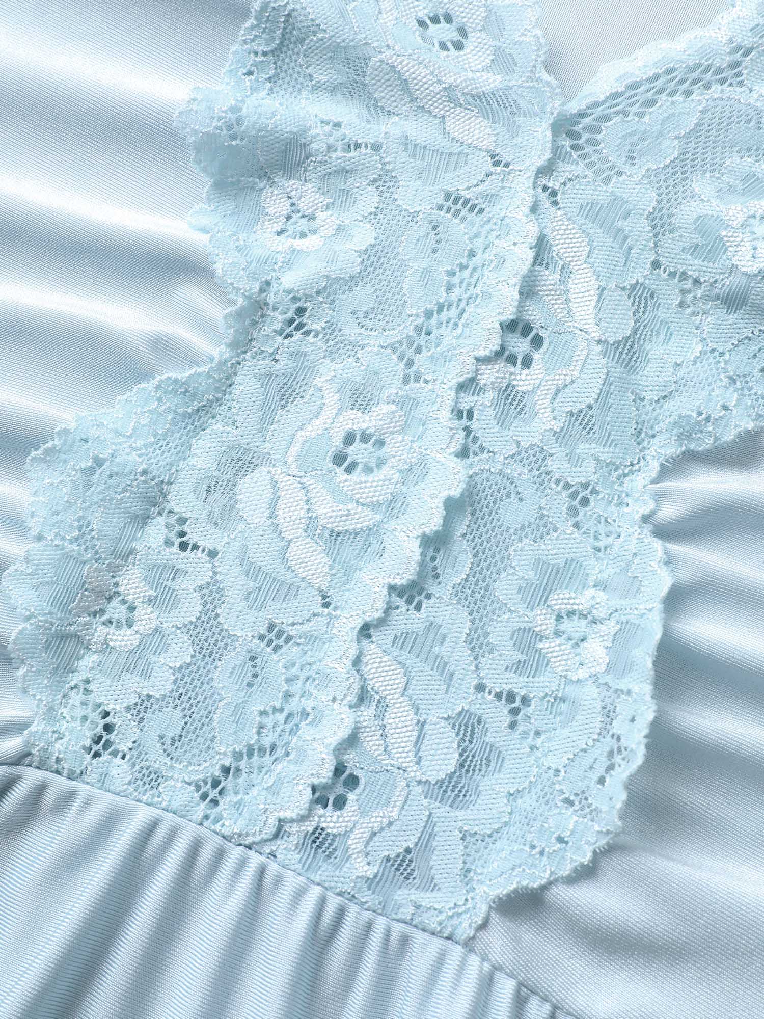 

Plus Size V Neck Lace Panel Ruched Sleep Dress Arctic Sleeveless V-neck Elegant Everyday  Bloomchic
