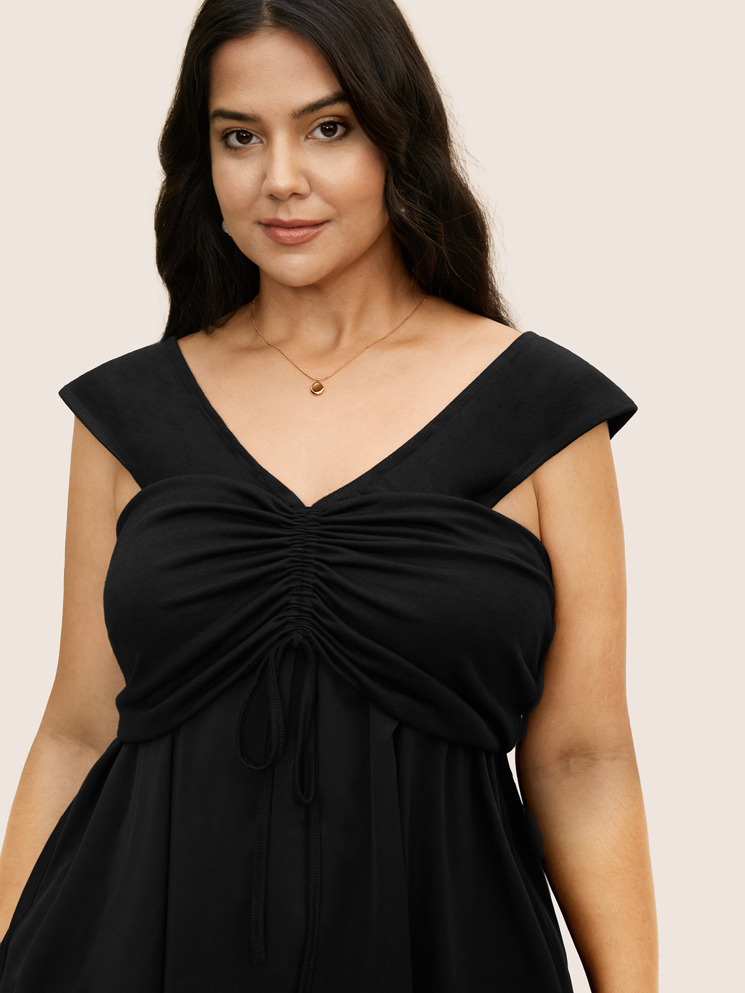 

Plus Size Everywhere Dress - A-Line Monochromatic Dress Black Women Elegant Gathered Non Sleeveless Curvy BloomChic