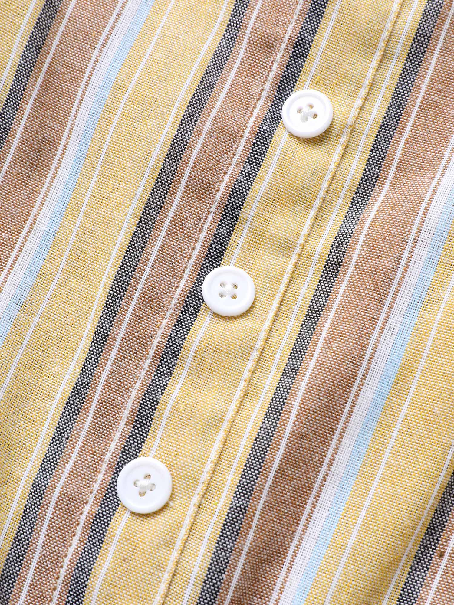 Plus Size Striped Elastic Waist Button Detail Dress Multicolor Women Button Non Sleeveless Curvy BloomChic 10/M 