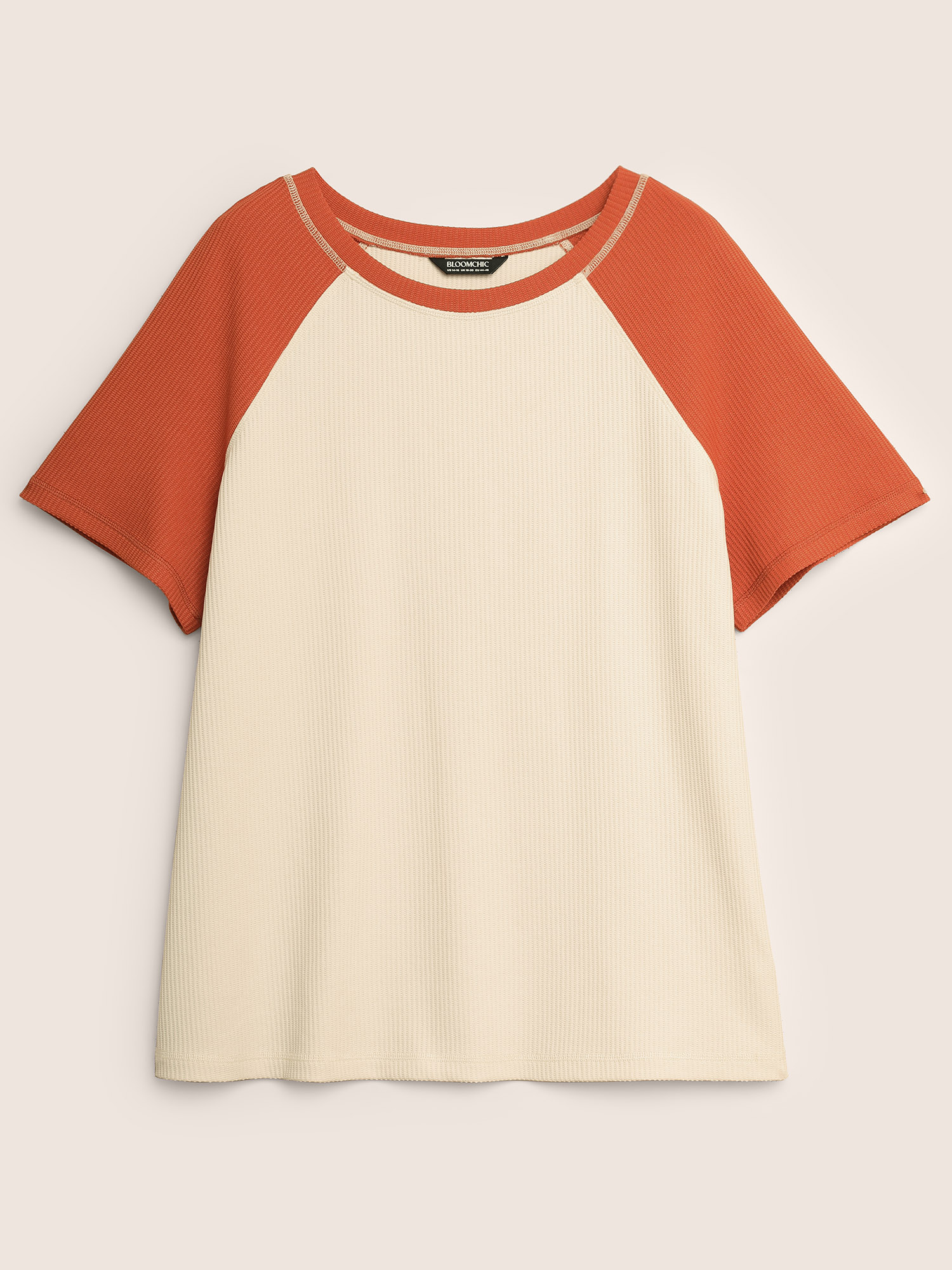 Plus Size Round Neck Contrast Raglan Sleeve T-shirt Multicolor Women Casual Contrast Round Neck Everyday T-shirts BloomChic 28/5X 