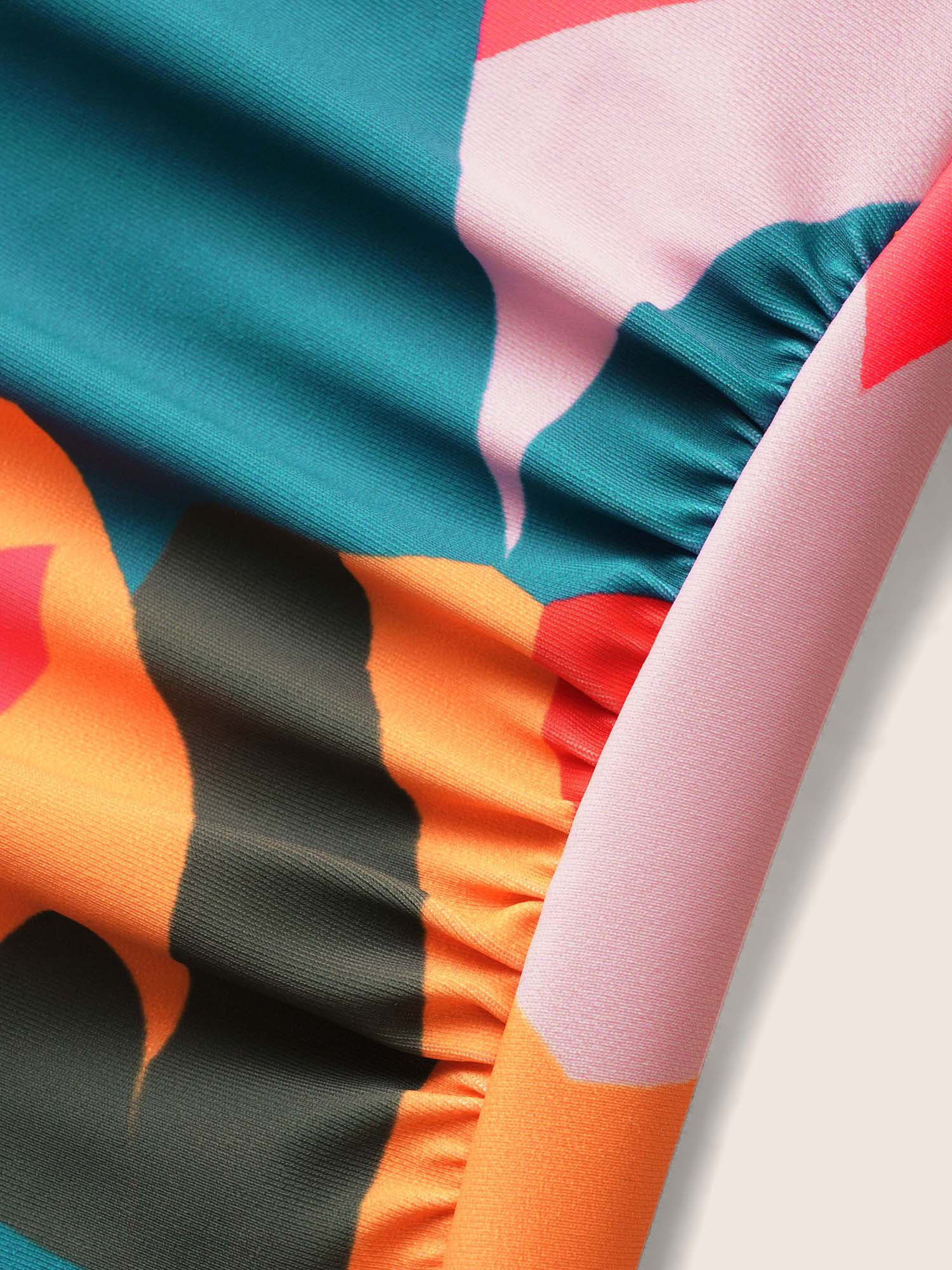 Plus Size Asymmetrical Colorblock Contrast Ties One Piece Swimsuit Women`s Swimwear Multicolor Beach Tie knot Curve Bathing Suits High stretch One Pieces BloomChic 28/5X 