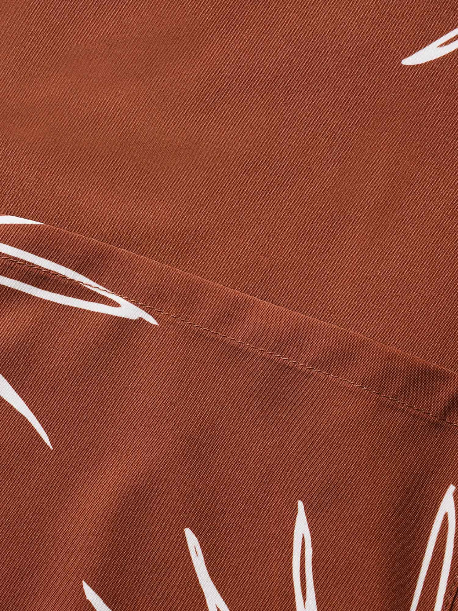 Plus Size Maroon Sun Print Gathered Button Up Jumpsuit Women Resort Half Sleeve Flat collar with V-notch Vacation Loose Jumpsuits BloomChic 12/L 