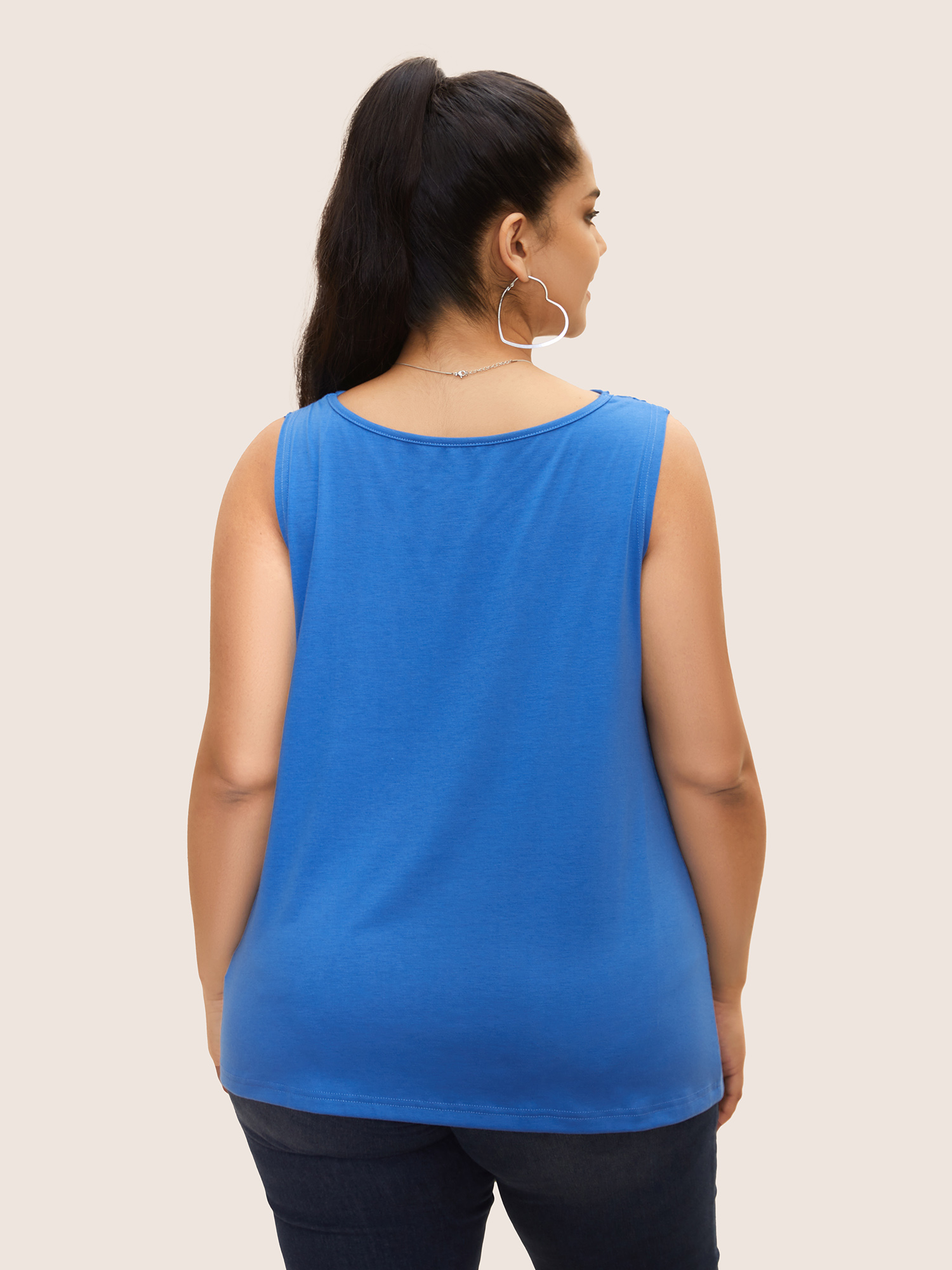 

Plus Size Cowl Neck Solid Gathered Tank Top Women Mediumblue Casual Gathered Cowl Neck Everyday Tank Tops Camis BloomChic