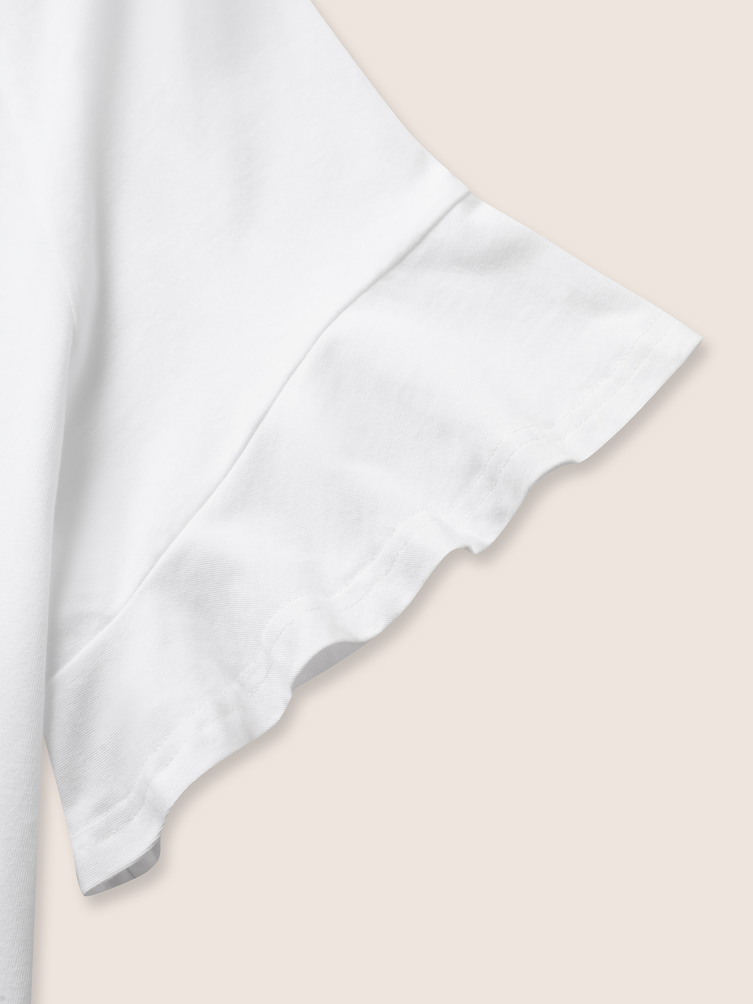 Plus Size Cotton Round Neck Plain Patchwork Ruffles T-shirt Originalwhite Women Elegant Patchwork Round Neck Everyday T-shirts BloomChic 18-20/2X 