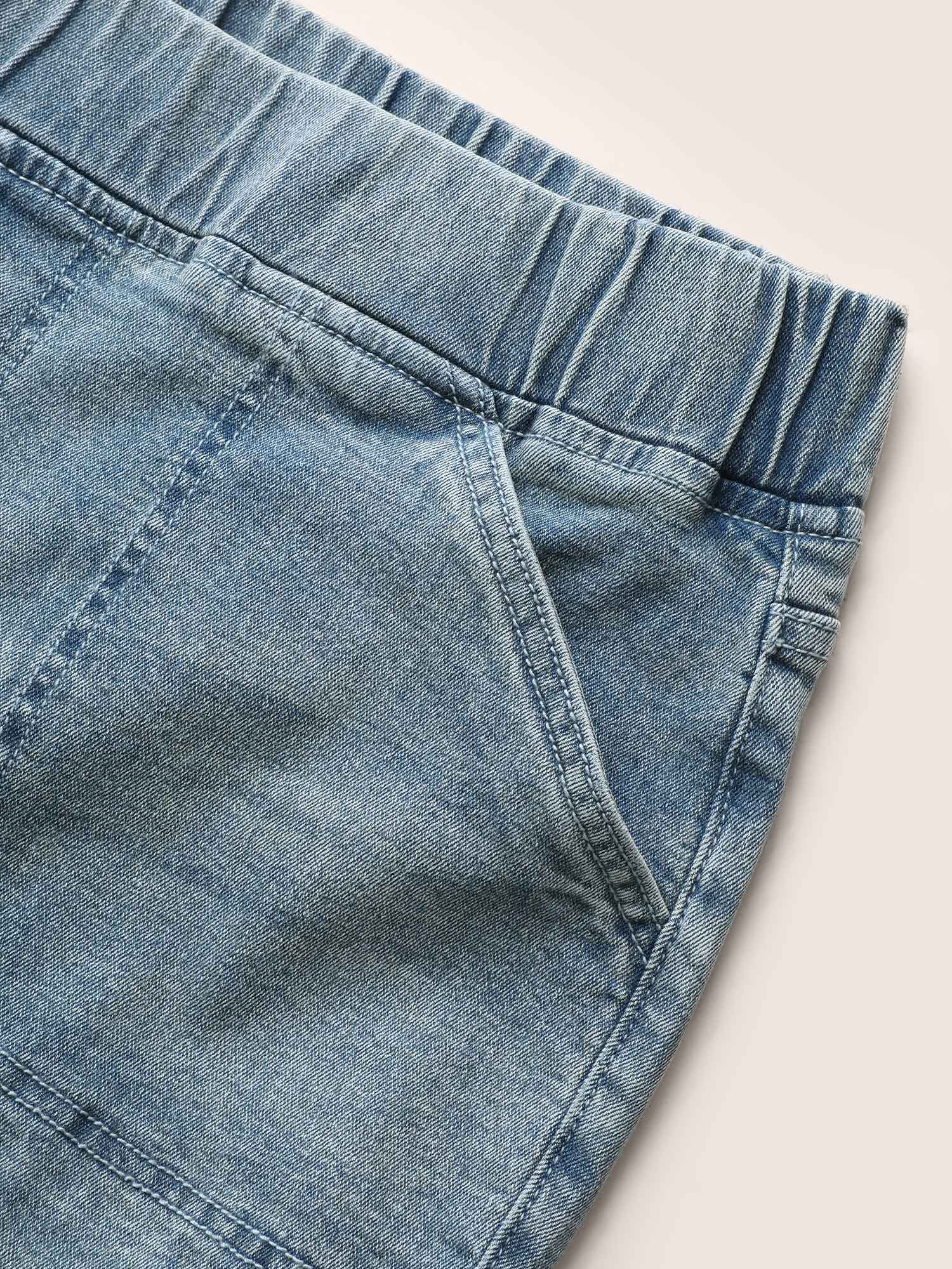 Plus Size Vintage Elastic Waist Split Side Pull-on Jegging Jeans Women Denimblue Casual Slit High stretch Patch pocket Jeans BloomChic 10/M 