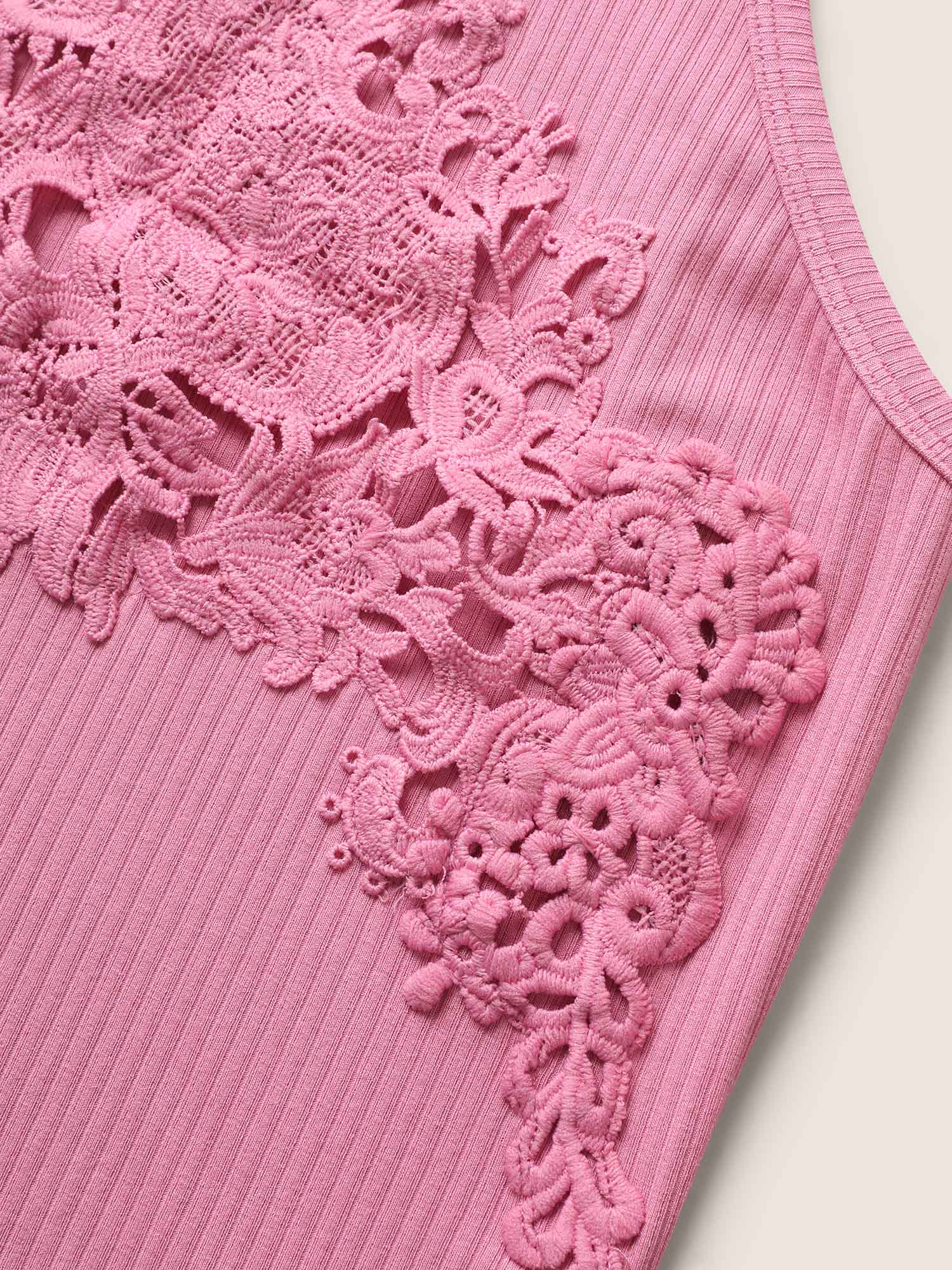 Plus Size Plain Pit Strip Guipure Lace Tank Top Women Beanpastepowder Elegant Patchwork Non Everyday Tank Tops Camis BloomChic 28/5X 
