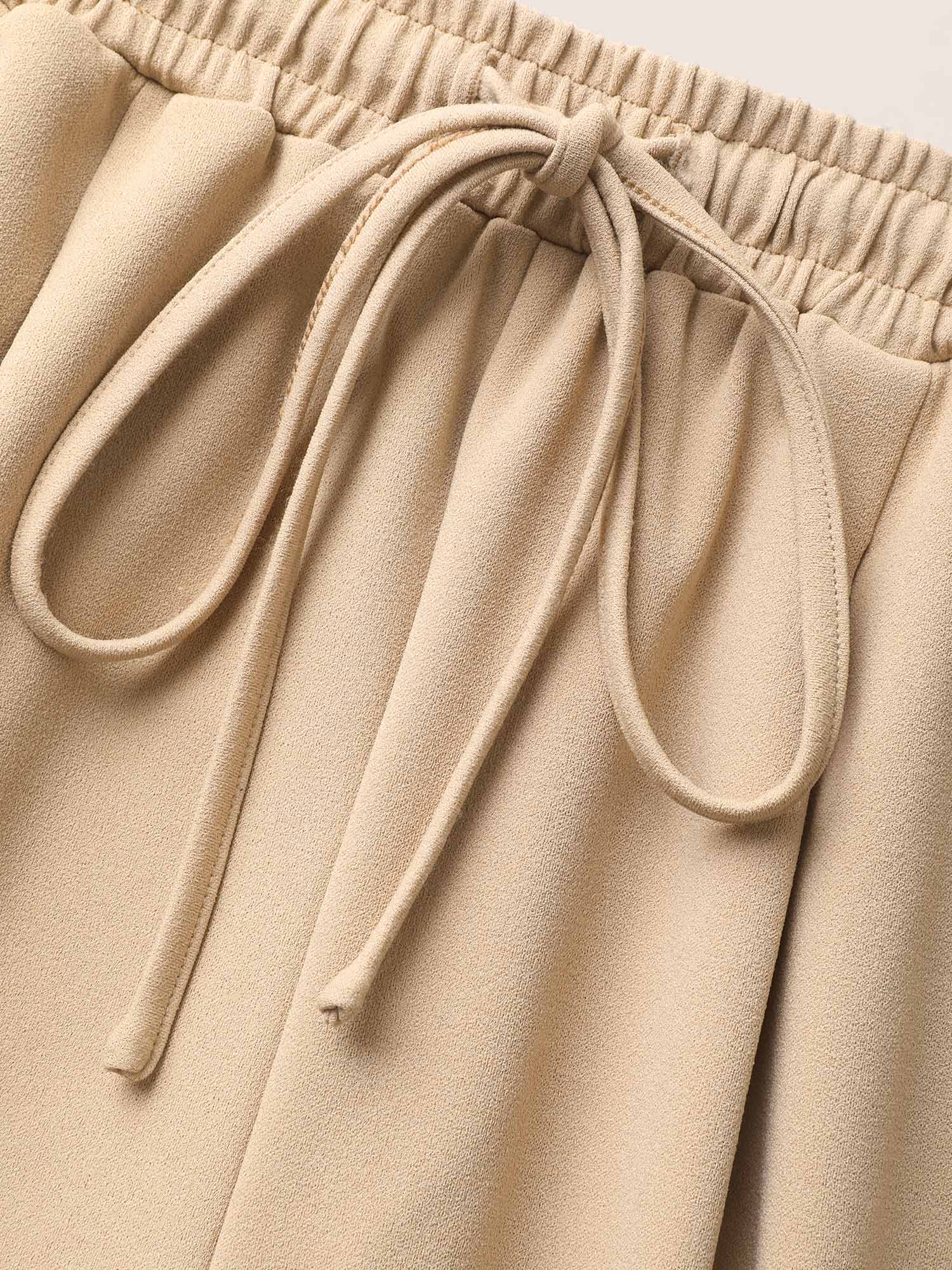 Plus Size Solid Drawstring Elastic Waist Pencil Pants Women Champagne Work From Home Mid Rise Work Pants BloomChic 18-20/2X 