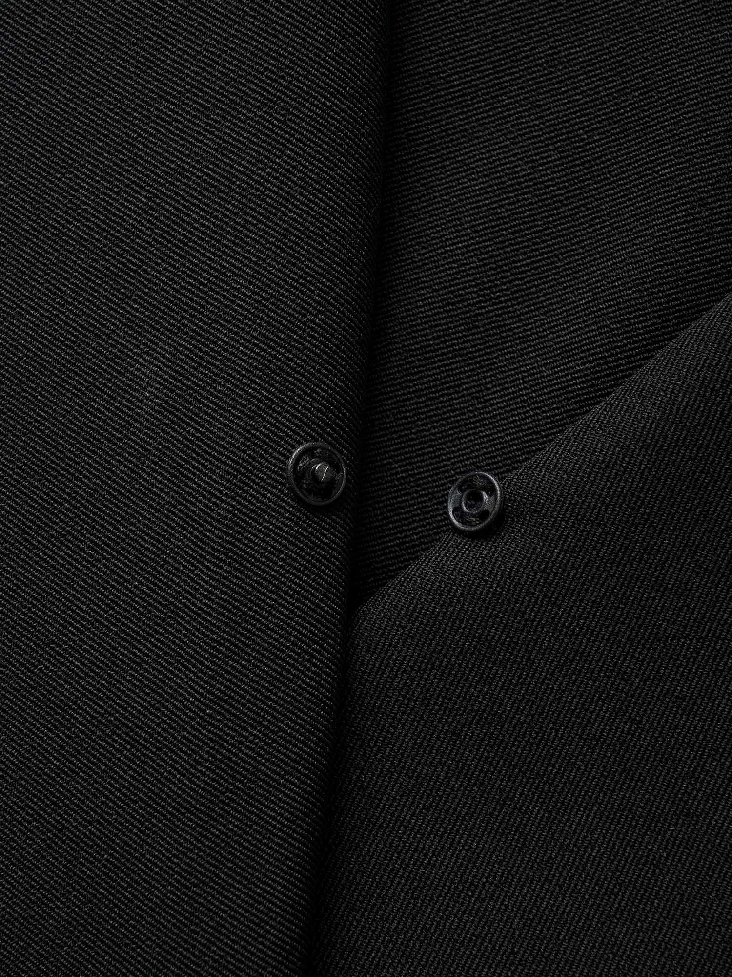 

Plus Size Suit Collar Metal Detail Lantern Sleeve Dress Black Women Button Suit Collar Sleeveless Curvy BloomChic