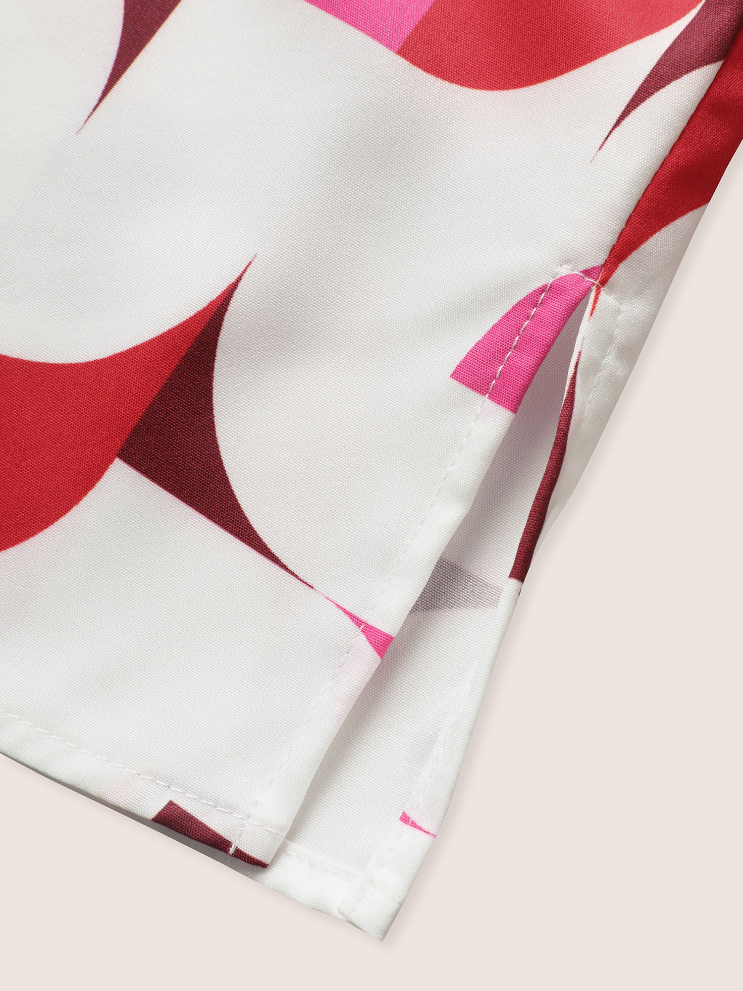 Plus Size Multicolor Contrast Geometric Shirt Collar Flutter Sleeve Blouse Women At the Office Short sleeve Shirt collar Work Blouses BloomChic 14-16/1X 