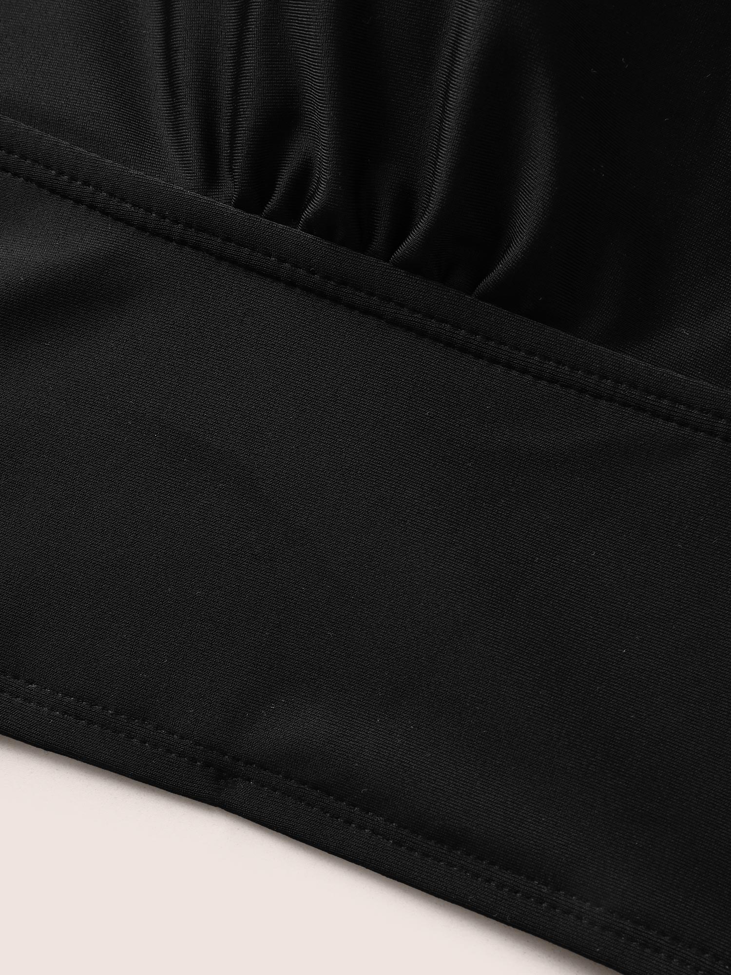 Plus Size Solid Square Neck Adjustable Straps Swim Top Women`s Swimwear Black Beach High stretch Skinny U-neck Curve Swim Tops BloomChic 12/L 