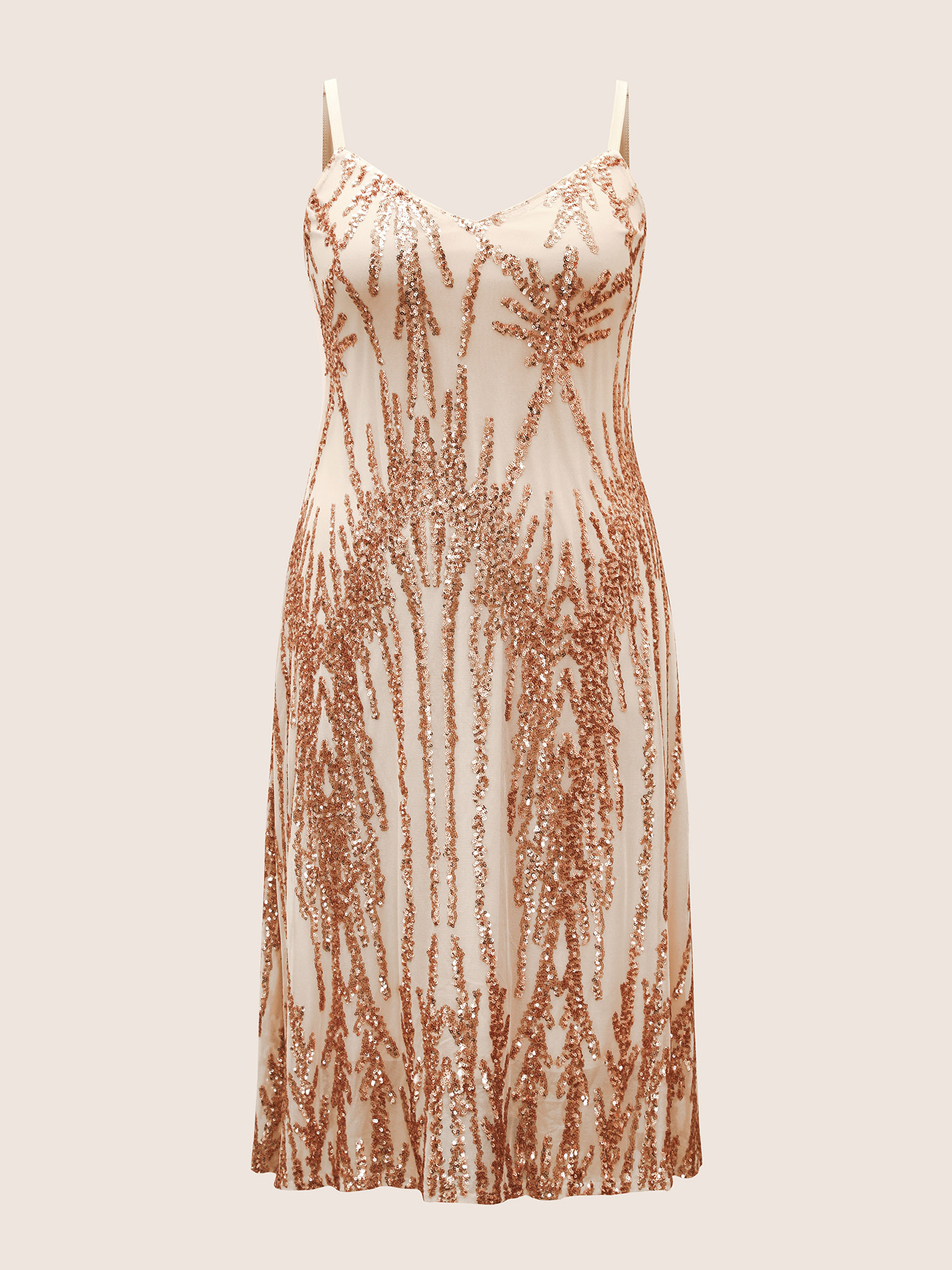 Plus Size Embellished Sequins Adjustable Straps Midi Dress Gold Women Cocktail Non Sleeveless Curvy BloomChic 22-24/3X 