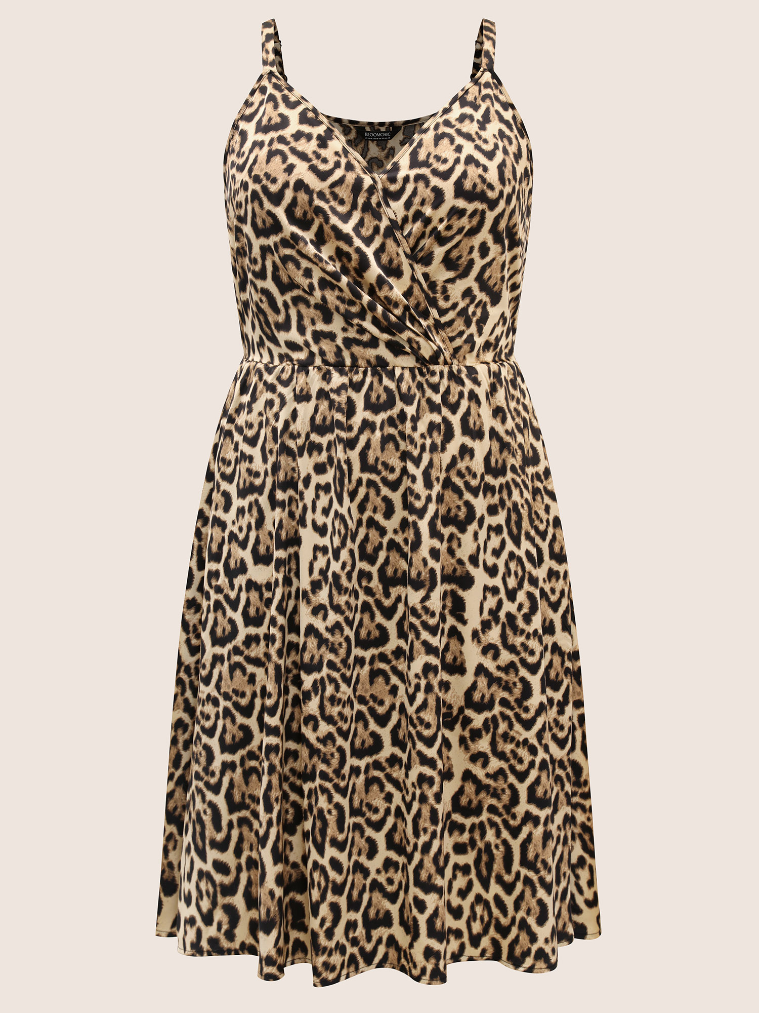 

Plus Size Overlap Collar Leopard Print Cami Dress Leopard Women Overlap Collar Sleeveless Curvy BloomChic