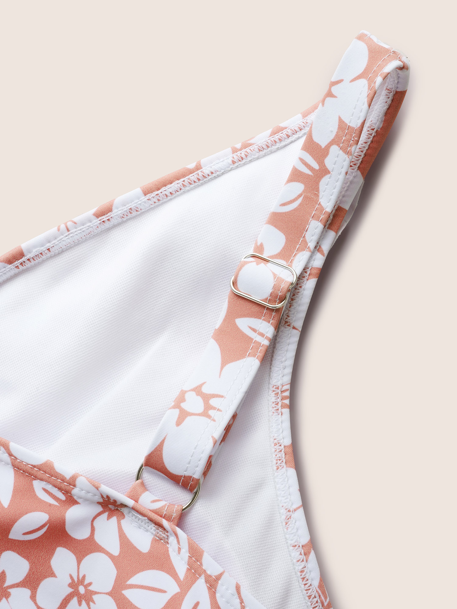 Plus Size Floral Tie Knot Patchwork Ruffles Swim Dress Women`s Swimwear Coral Beach Bodycon Overlap Collar High stretch Curve Swim Dresses BloomChic 12/L 
