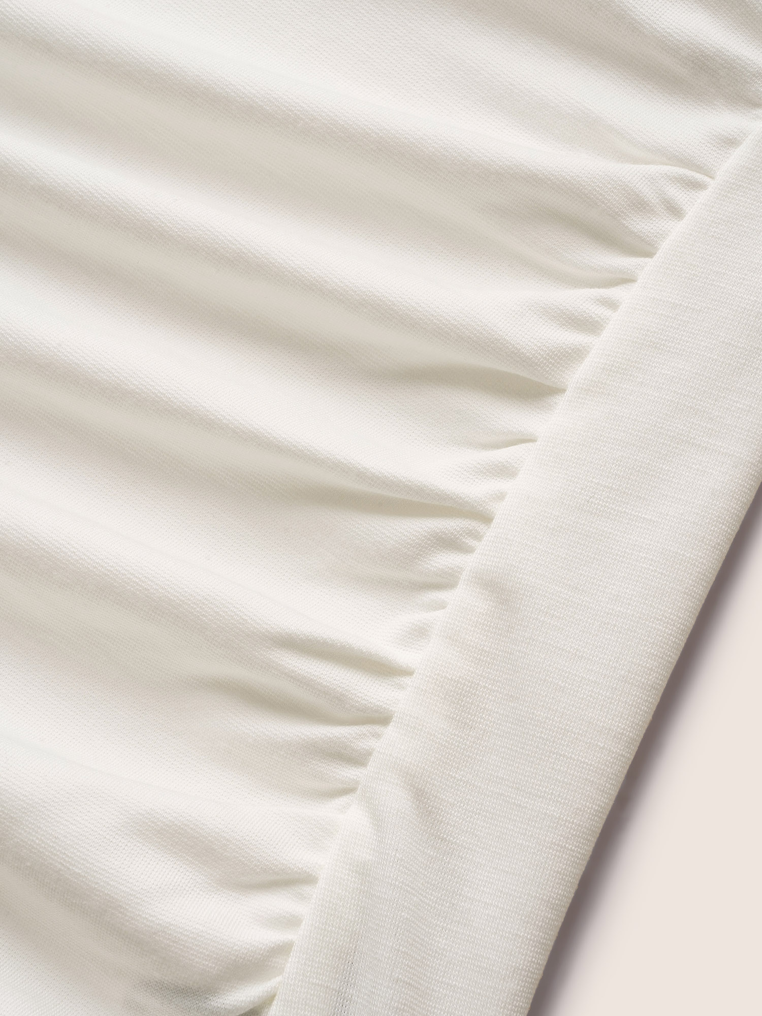 Plus Size One Shoulder Solid Gathered Knit T-shirt WhiteSmoke Women Elegant Gathered Asymmetrical Neck Bodycon Everyday T-shirts BloomChic 14-16/1X 