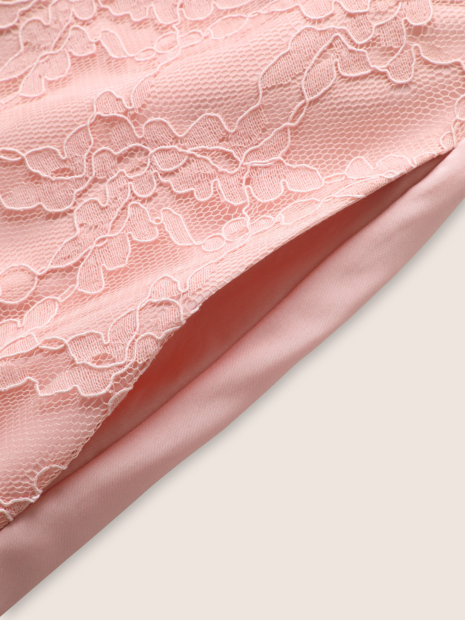 Plus Size Solid Lace Patchwork Tie Knot Midi Dress Blush Women Woven ribbon&lace trim V-neck Sleeveless Curvy BloomChic 22-24/3X 