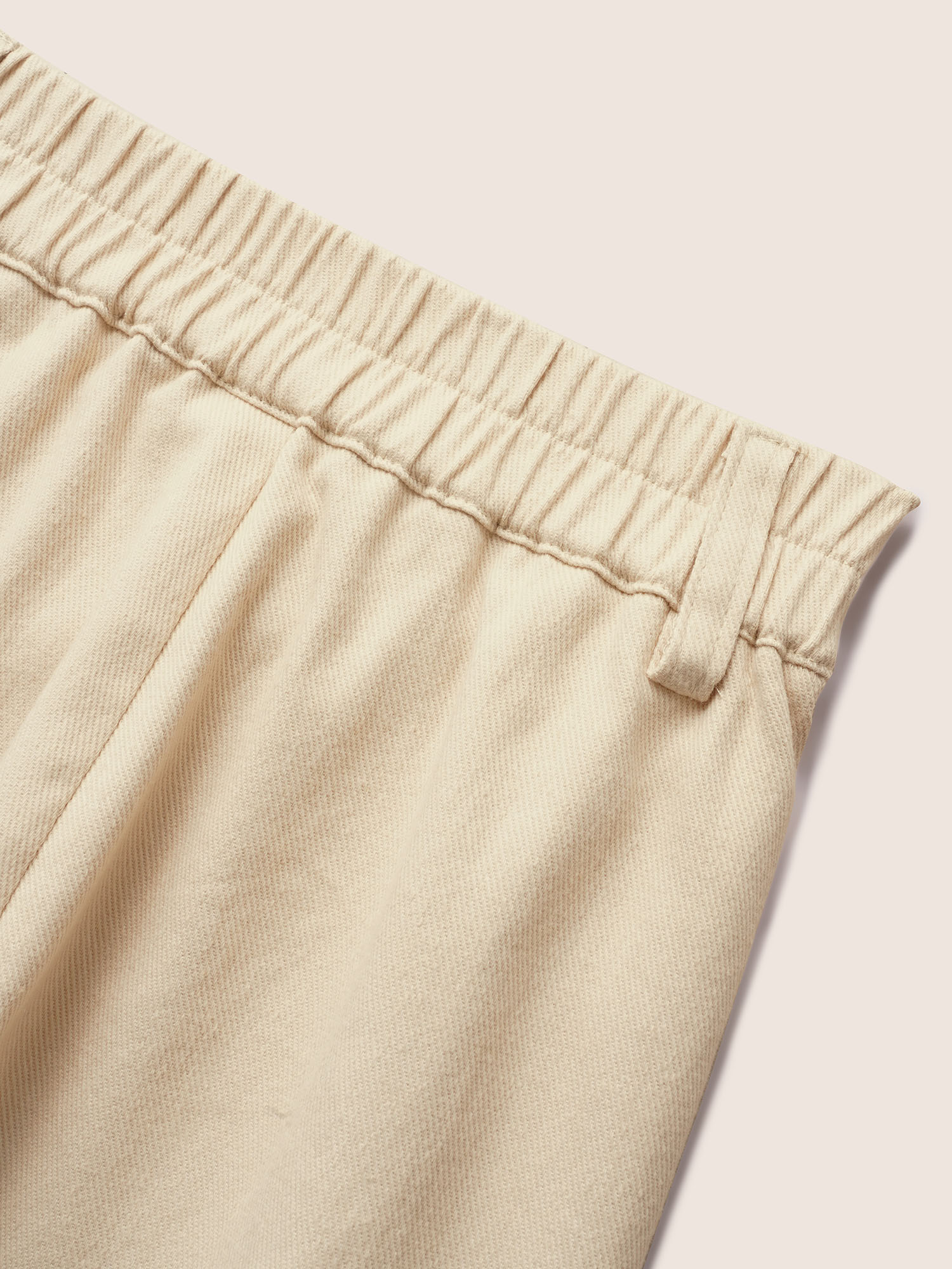 Plus Size Mid Rise Button Up Elastic Waist Loose Pants Women Beige Elegant Loose Mid Rise Everyday Pants BloomChic 10/M 