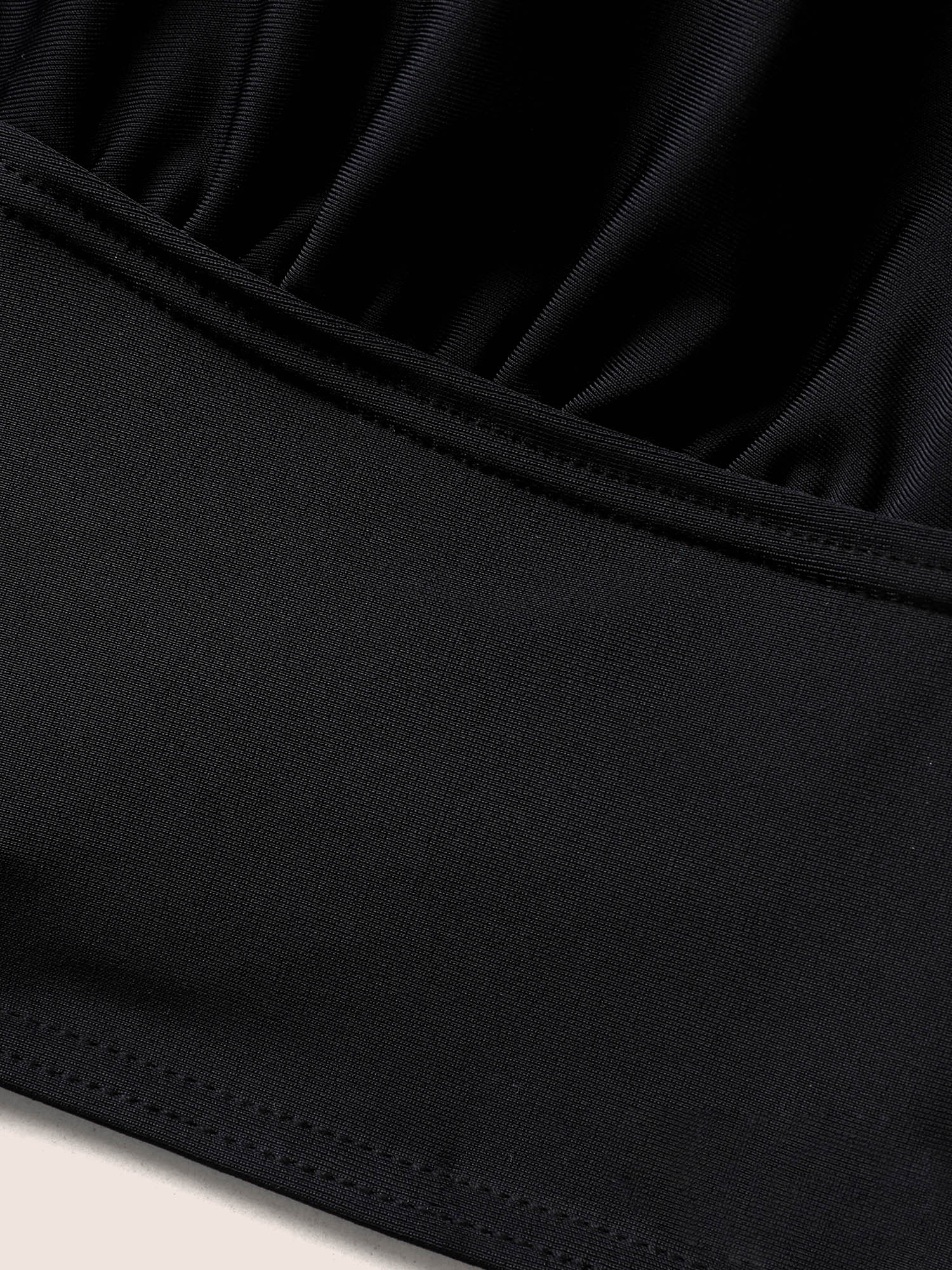 Plus Size Solid Cut Out Adjustable Straps Swim Top Women`s Swimwear Black Beach Non High stretch Skinny Overlap Collar Curve Swim Tops BloomChic 12/L 