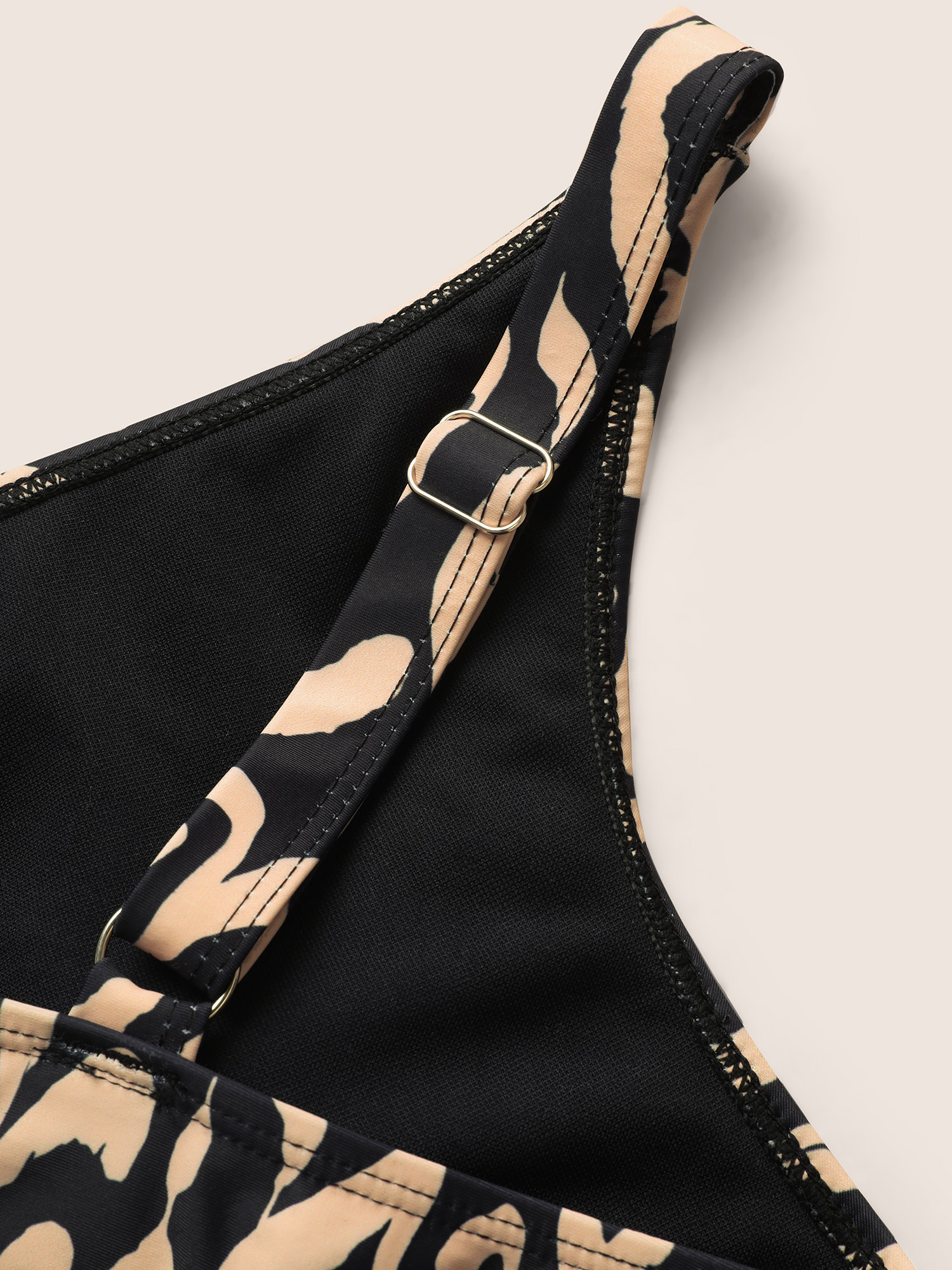 Plus Size Boho Print Overlap Collar Woven Ribbon Swim Dress Women`s Swimwear Black Beach Bodycon Overlap Collar High stretch Curve Swim Dresses BloomChic 14-16/1X 