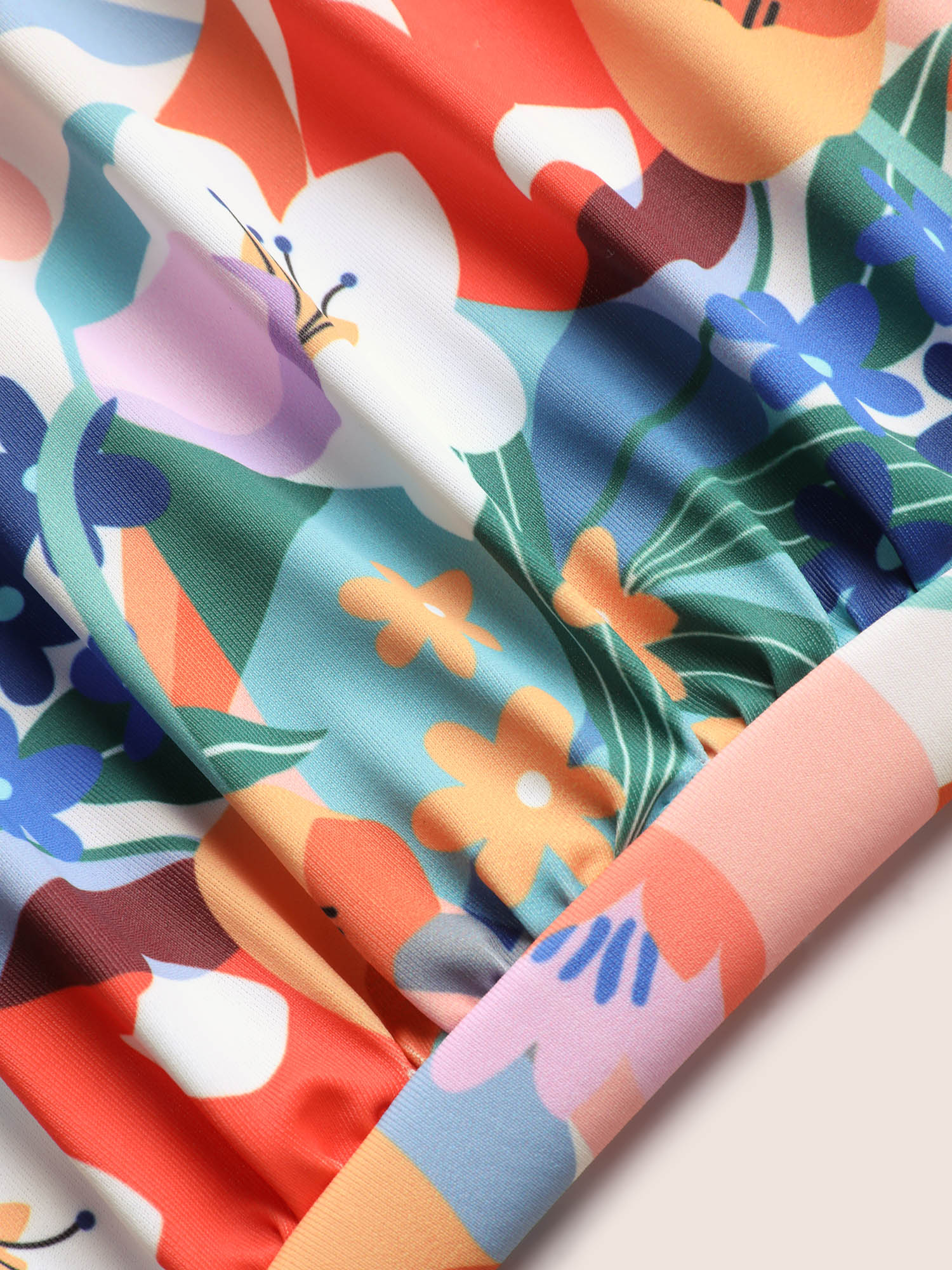 Plus Size Floral Tie Knot Ruffle Trim One Piece Swimsuit Women`s Swimwear Multicolor Beach Tie knot Curve Bathing Suits High stretch One Pieces BloomChic 30/6X 