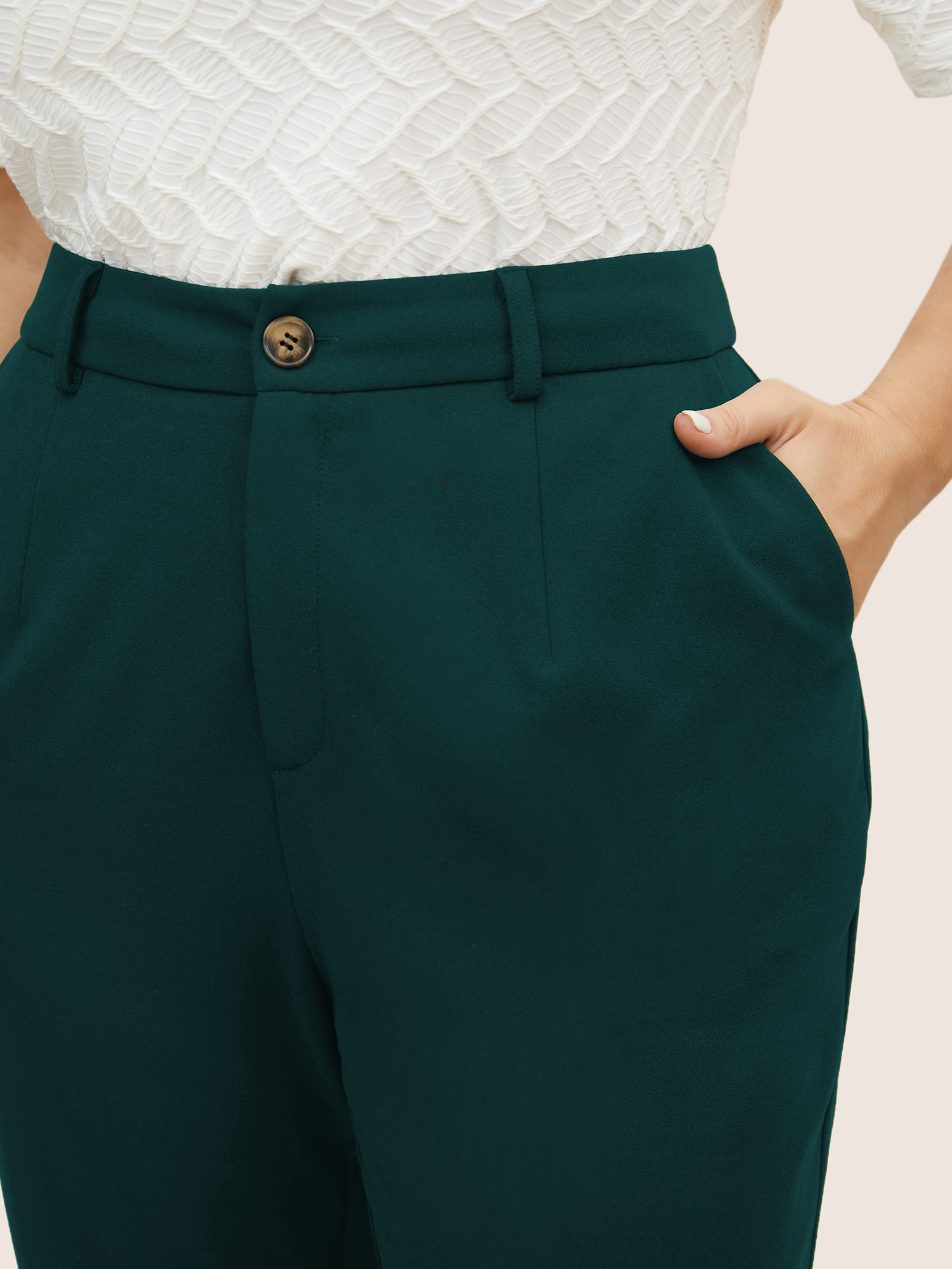 Plus Size High Rise Split Hem Slanted Pocket Slim Pants Women Cyan At the Office Bodycon High Rise Work Pants BloomChic 26/4X 
