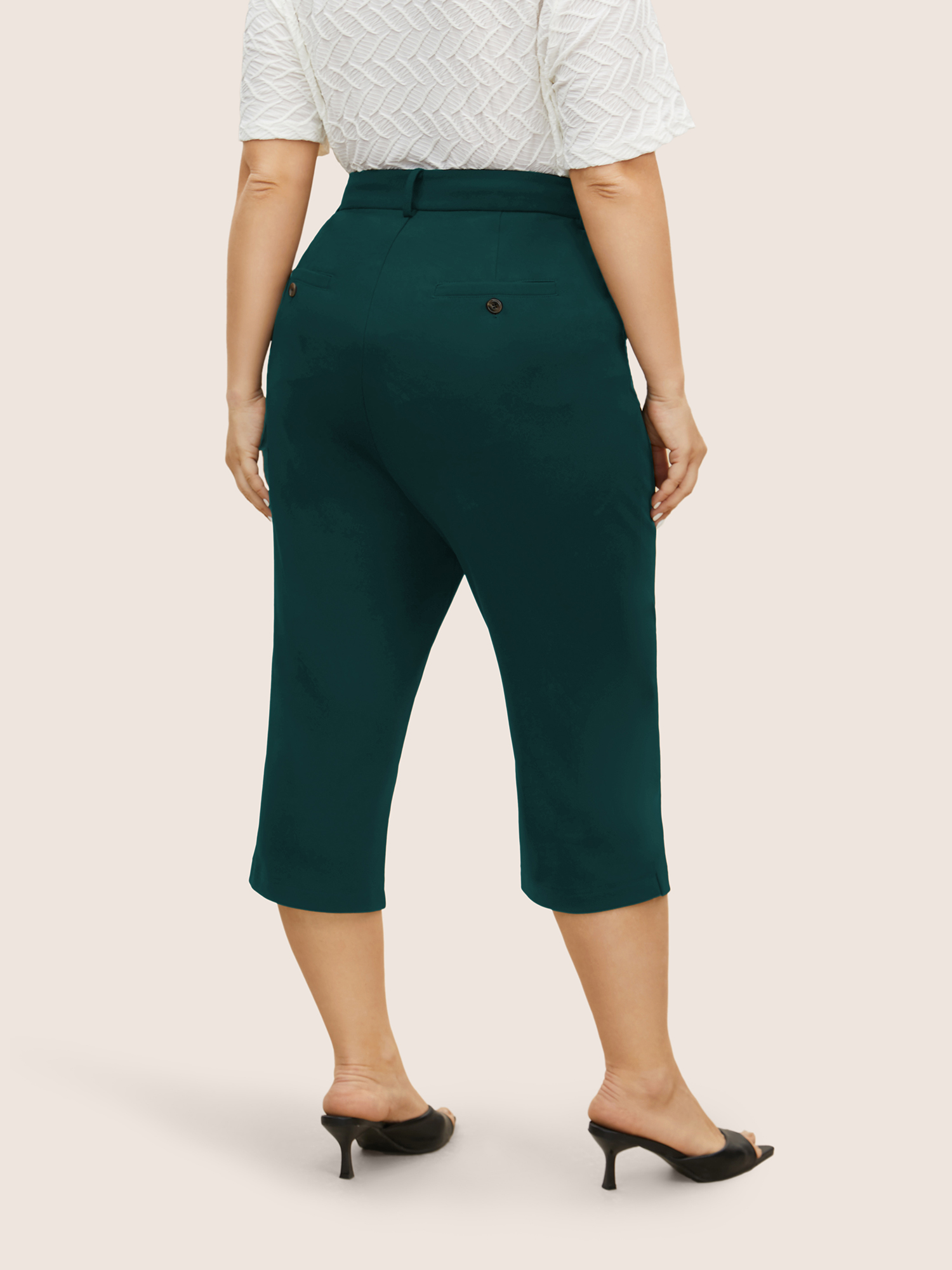 Plus Size High Rise Split Hem Slanted Pocket Slim Pants Women Cyan At the Office Bodycon High Rise Work Pants BloomChic 26/4X 
