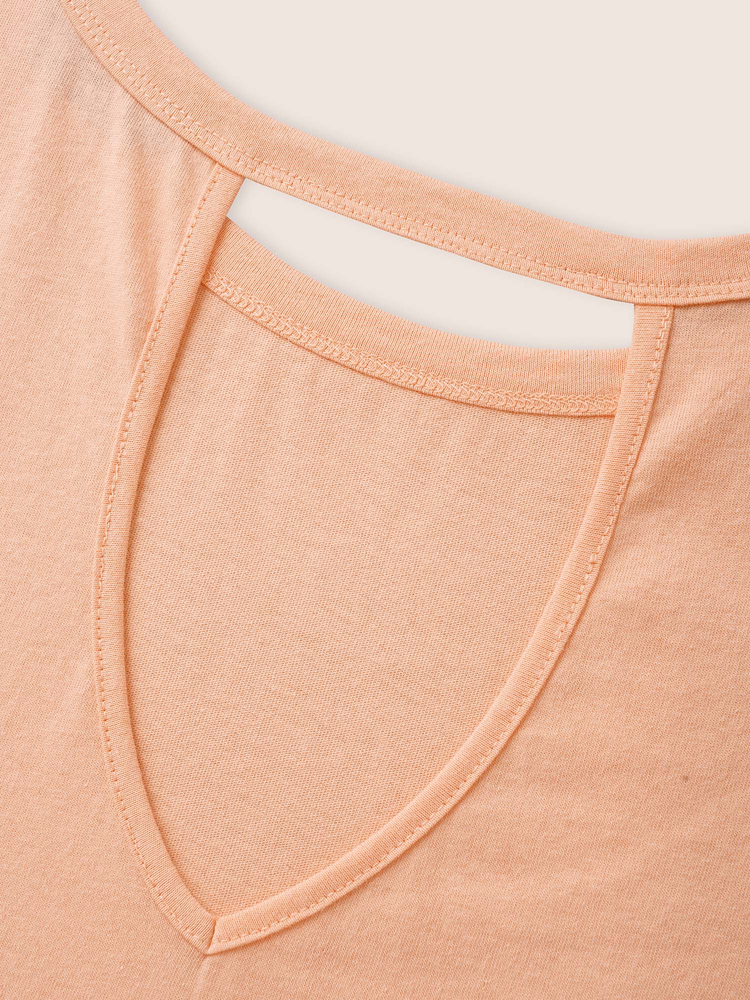 Plus Size Cotton Round Neck Back Cut Out T-shirt Lightorange Women Casual Cut-Out Round Neck Everyday T-shirts BloomChic 28/5X 