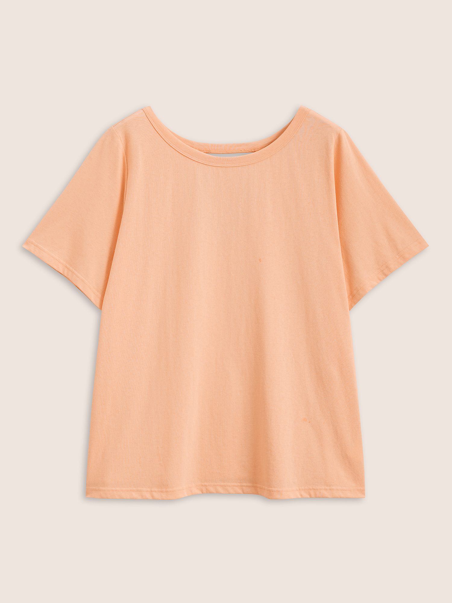 Plus Size Cotton Round Neck Back Cut Out T-shirt Lightorange Women Casual Cut-Out Round Neck Everyday T-shirts BloomChic 28/5X 