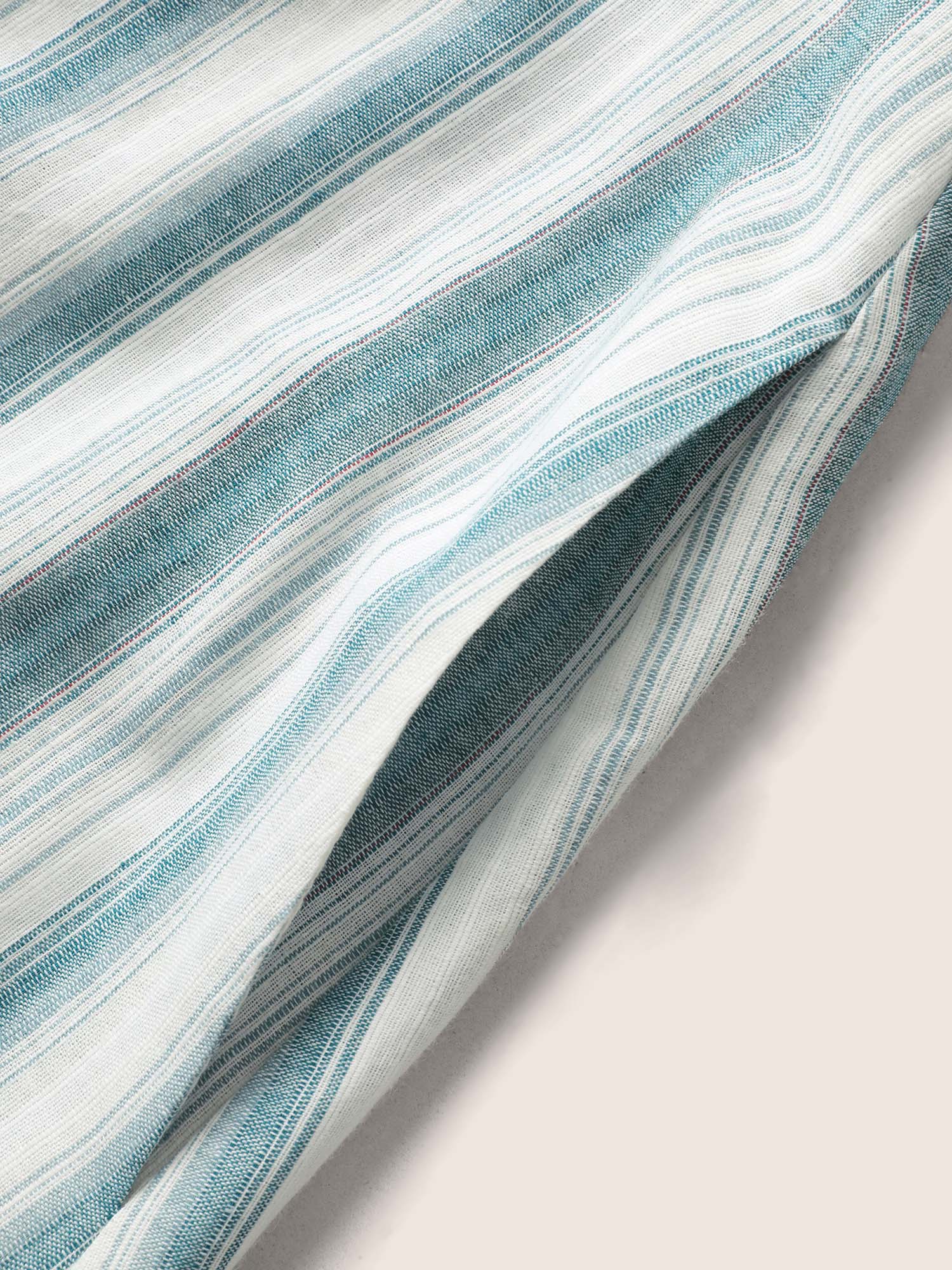Plus Size Square Neck Striped Ruffle Sleeve Pleated Dress Teal Women Pleated Square Neck Short sleeve Curvy BloomChic 14-16/1X 