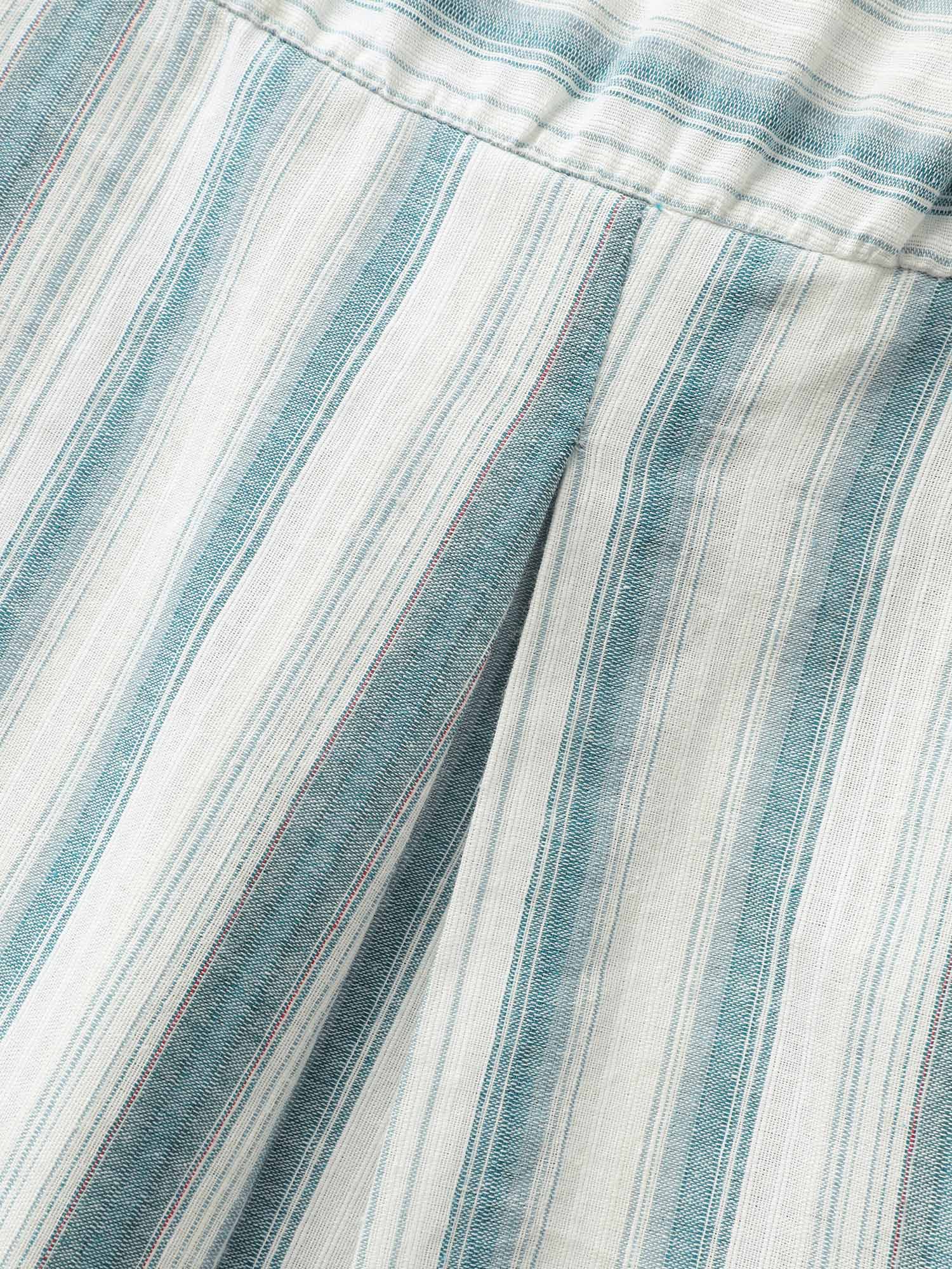 Plus Size Square Neck Striped Ruffle Sleeve Pleated Dress Teal Women Pleated Square Neck Short sleeve Curvy BloomChic 14-16/1X 