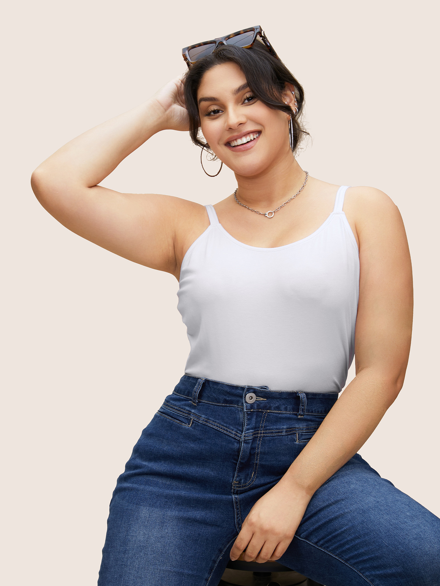 

Plus Size Supersoft Essentials Solid Basic Knit Cami Top Women Originalwhite Basics Non Non Everyday Tank Tops Camis BloomChic