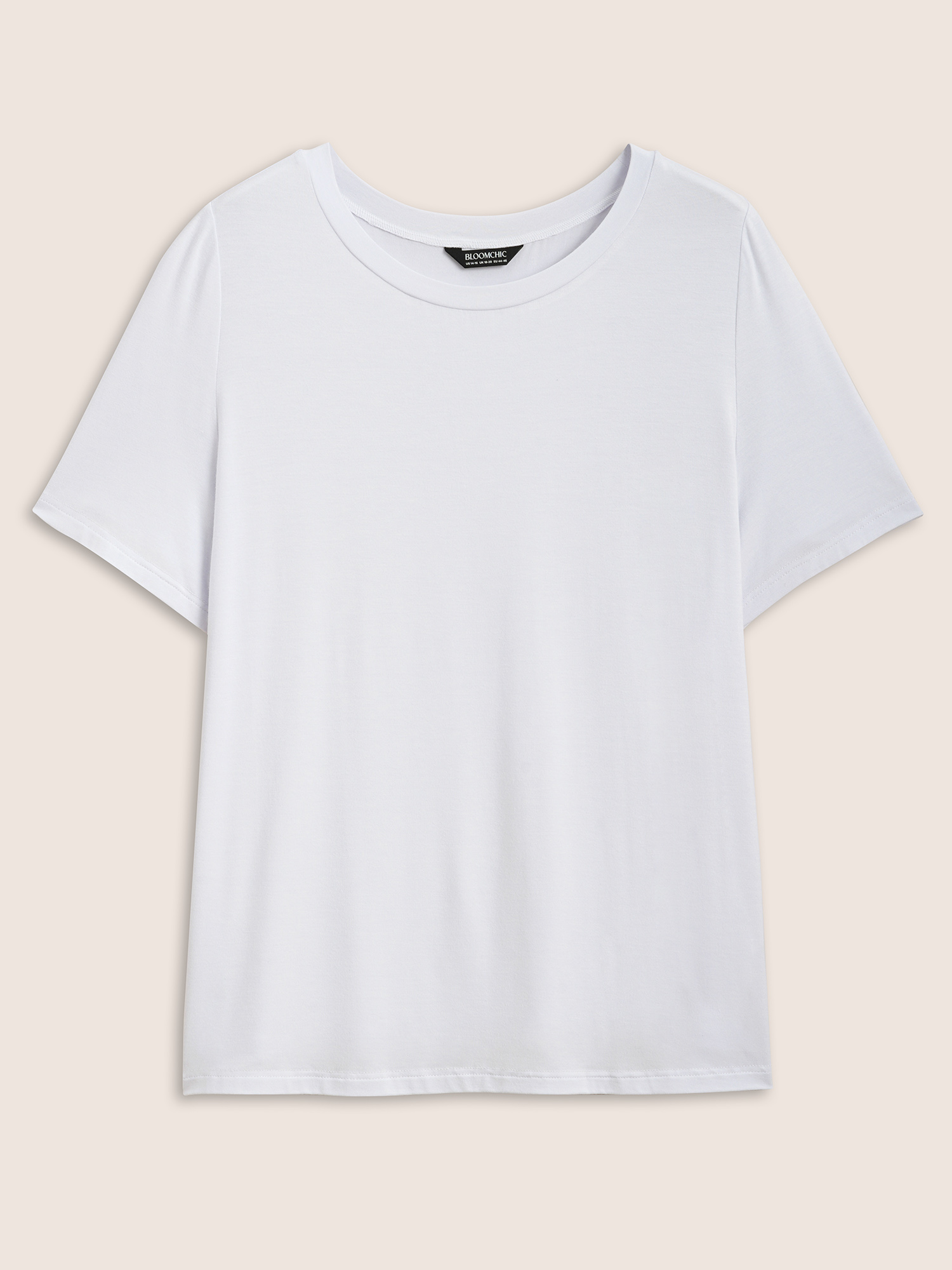 Plus Size Supersoft Essentials Solid Basic Knit T-shirt Originalwhite Women Basics Non Round Neck Bodycon Everyday T-shirts BloomChic 22-24/3X 
