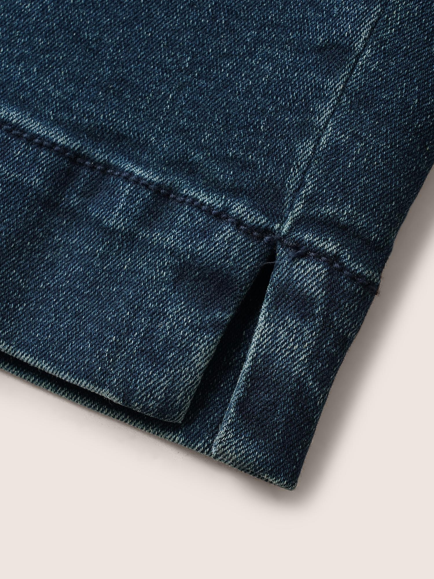 Plus Size Vintage Dark Wash Slit Hem Cropped Jeans Women Darkindigo Casual Button High stretch Slanted pocket Jeans BloomChic 30/6X 