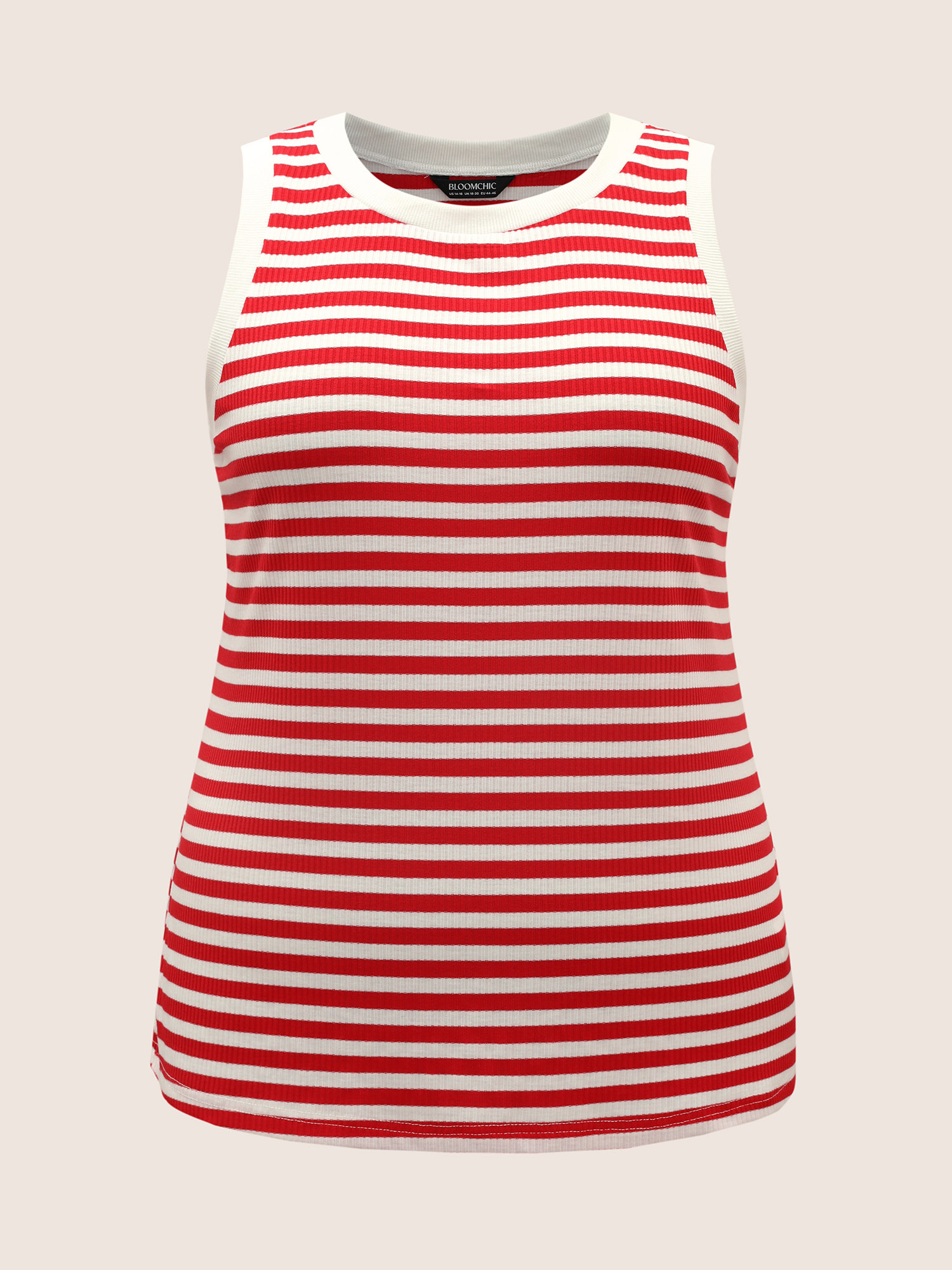 

Plus Size Round Neck Striped Pit Strip Tank Top Women Brightred Casual Texture Round Neck Everyday Tank Tops Camis BloomChic