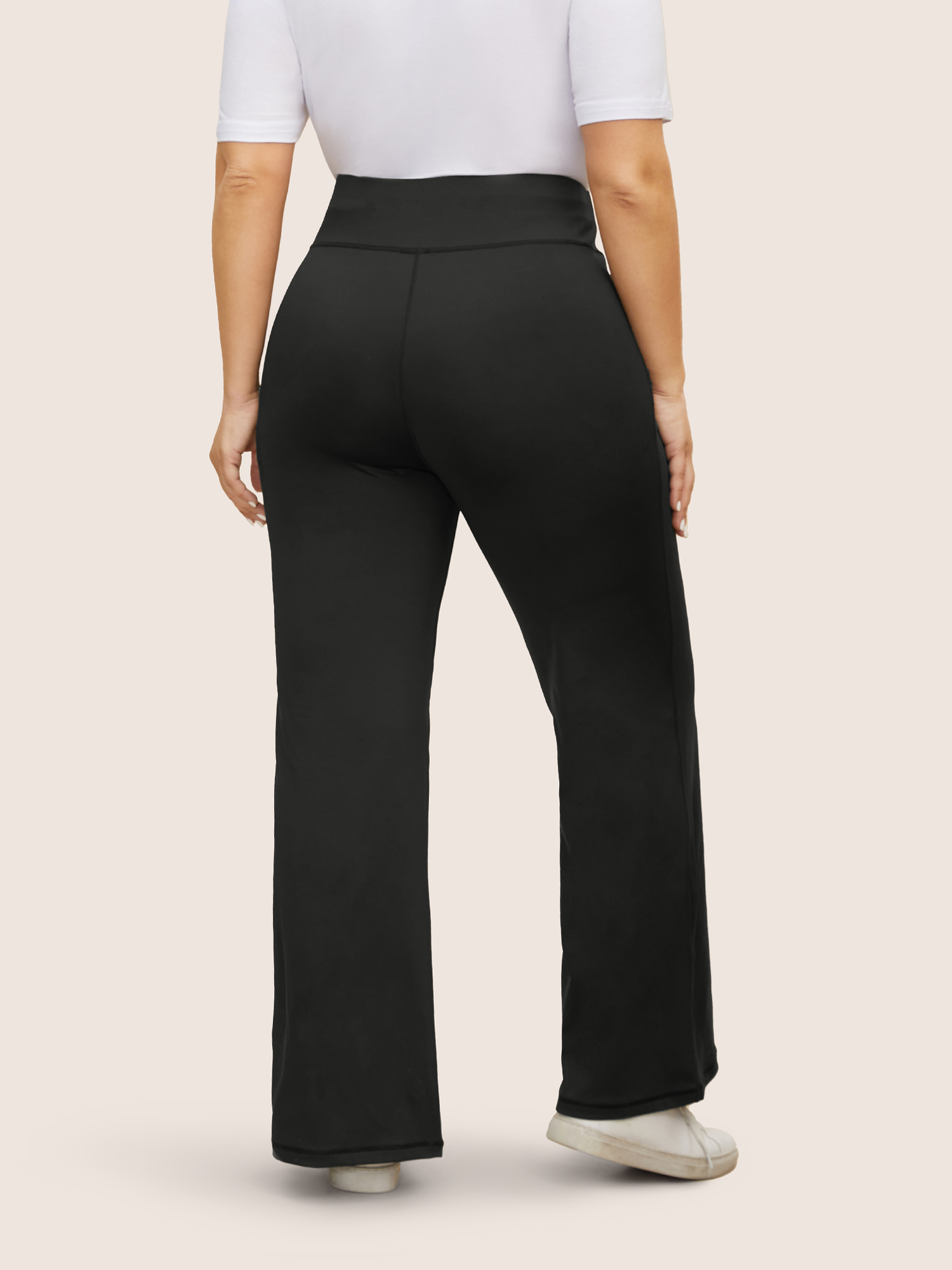 Plus Size Mid Rise High Stretch Bootcut Leggings Women Black Casual High stretch Bootcut Mid Rise Everyday Leggings BloomChic 14-16/1X 