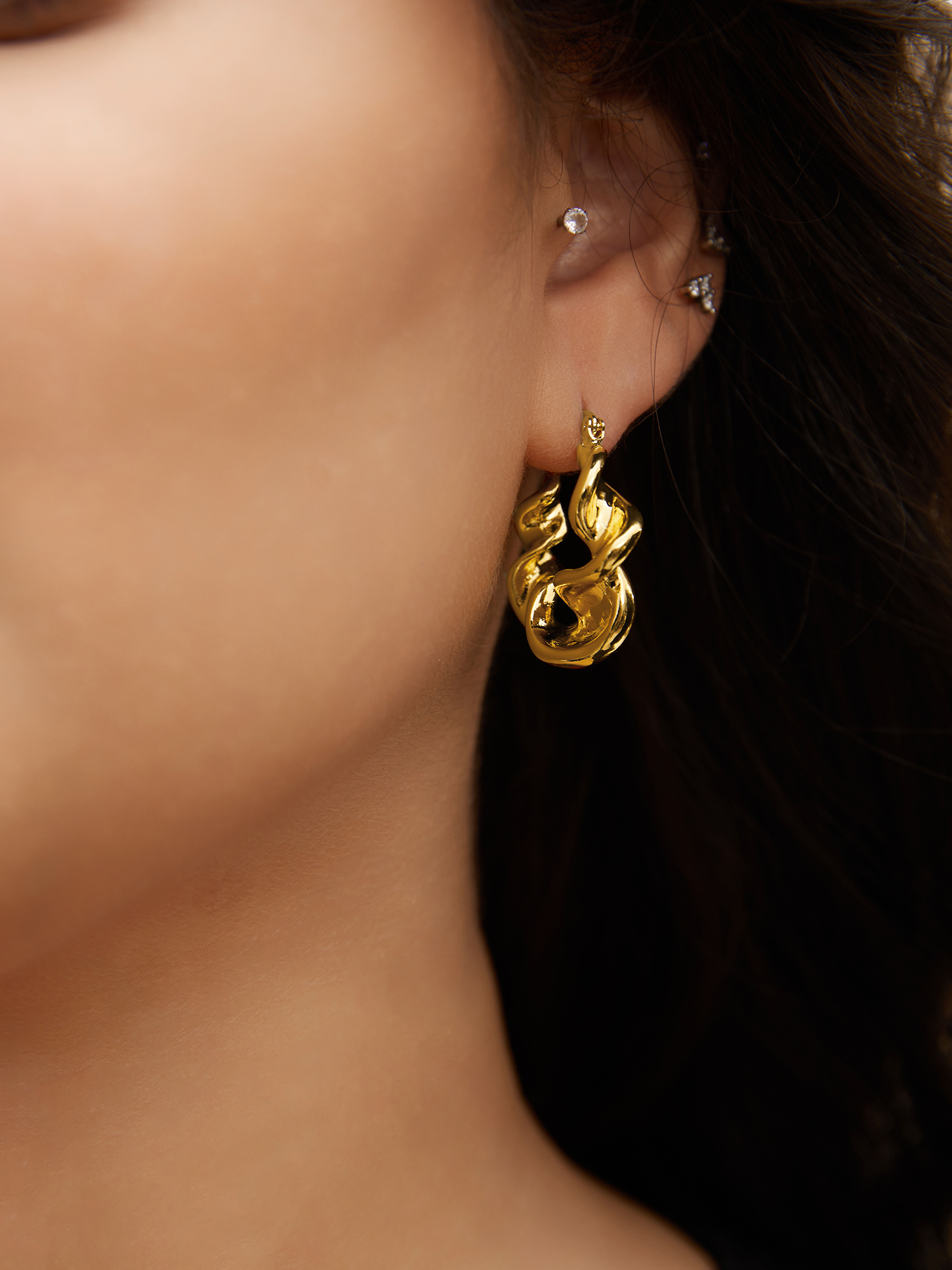 Gold Twist Earrings Everyday One Size Elegant Earrings BloomChic