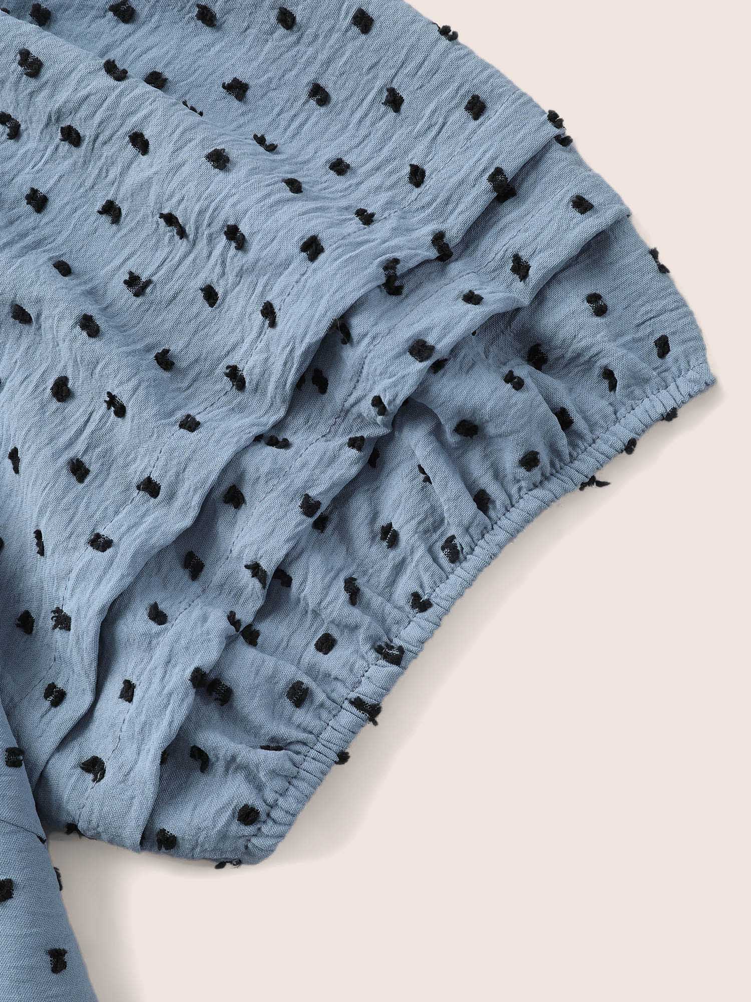 Plus Size Stone Textured Polka Dot Blouse Women Elegant Short sleeve Round Neck Everyday Blouses BloomChic 14-16/1X 