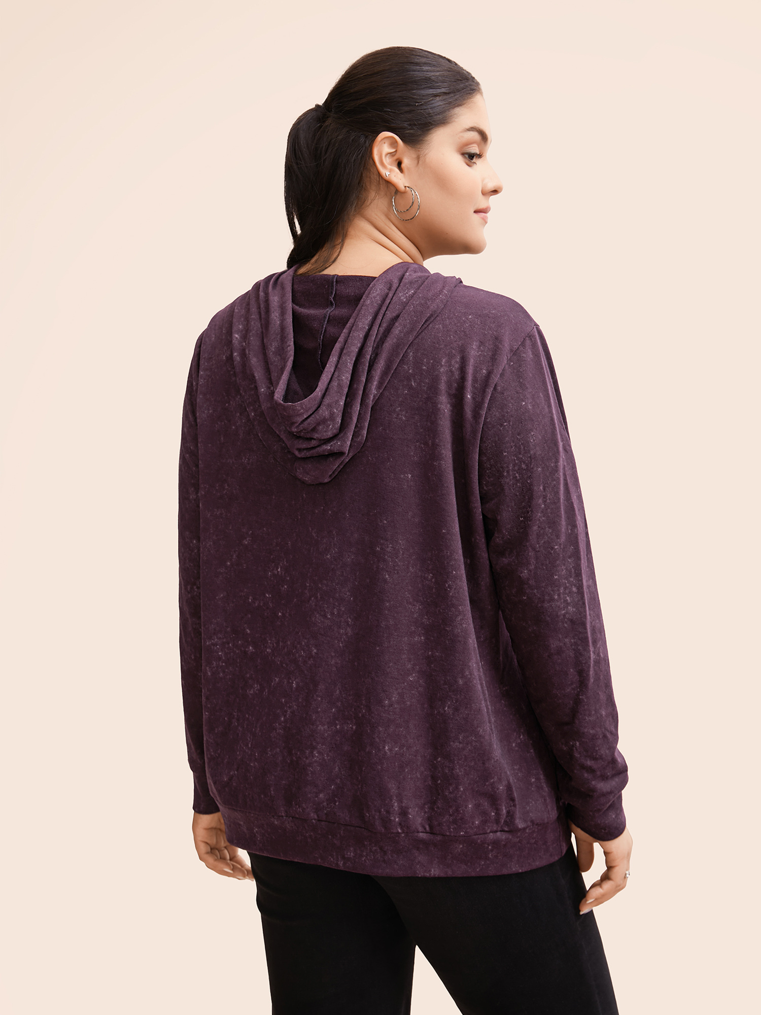 Plus Size Women Dailywear Plain Elastic cuffs Regular Regular Sleeve Long Sleeve Hooded Pocket Casual Sweatshirts BloomChic 