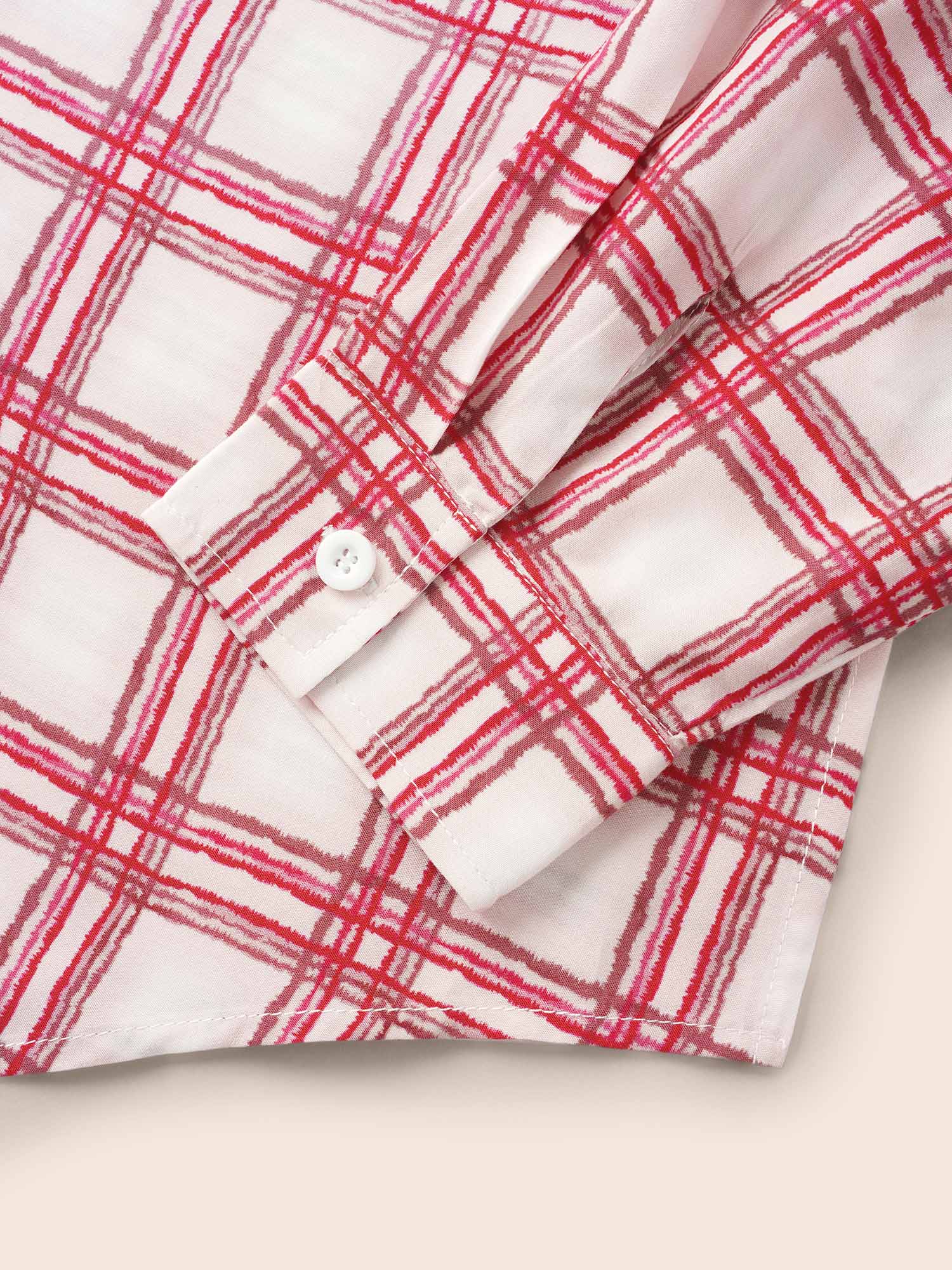 Plus Size Multicolor Plaid Pleated Button Down Blouse Women Casual Extra Long Sleeve Shirt collar Everyday Blouses BloomChic 10/M 