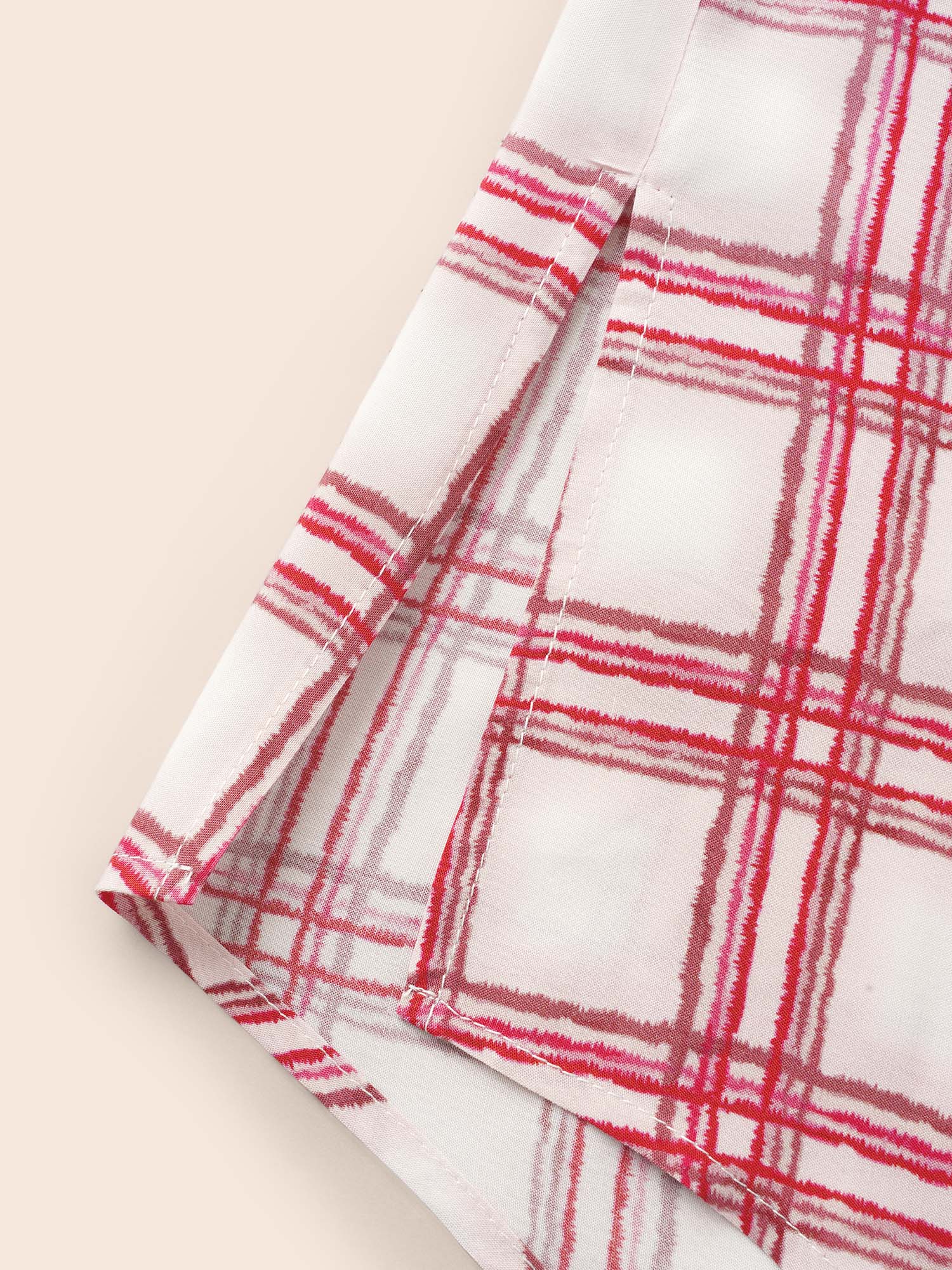 

Plus Size Plaid Pleated Button Down Blouse Multicolor Extra Long Sleeve Shirt collar Casual Shirts