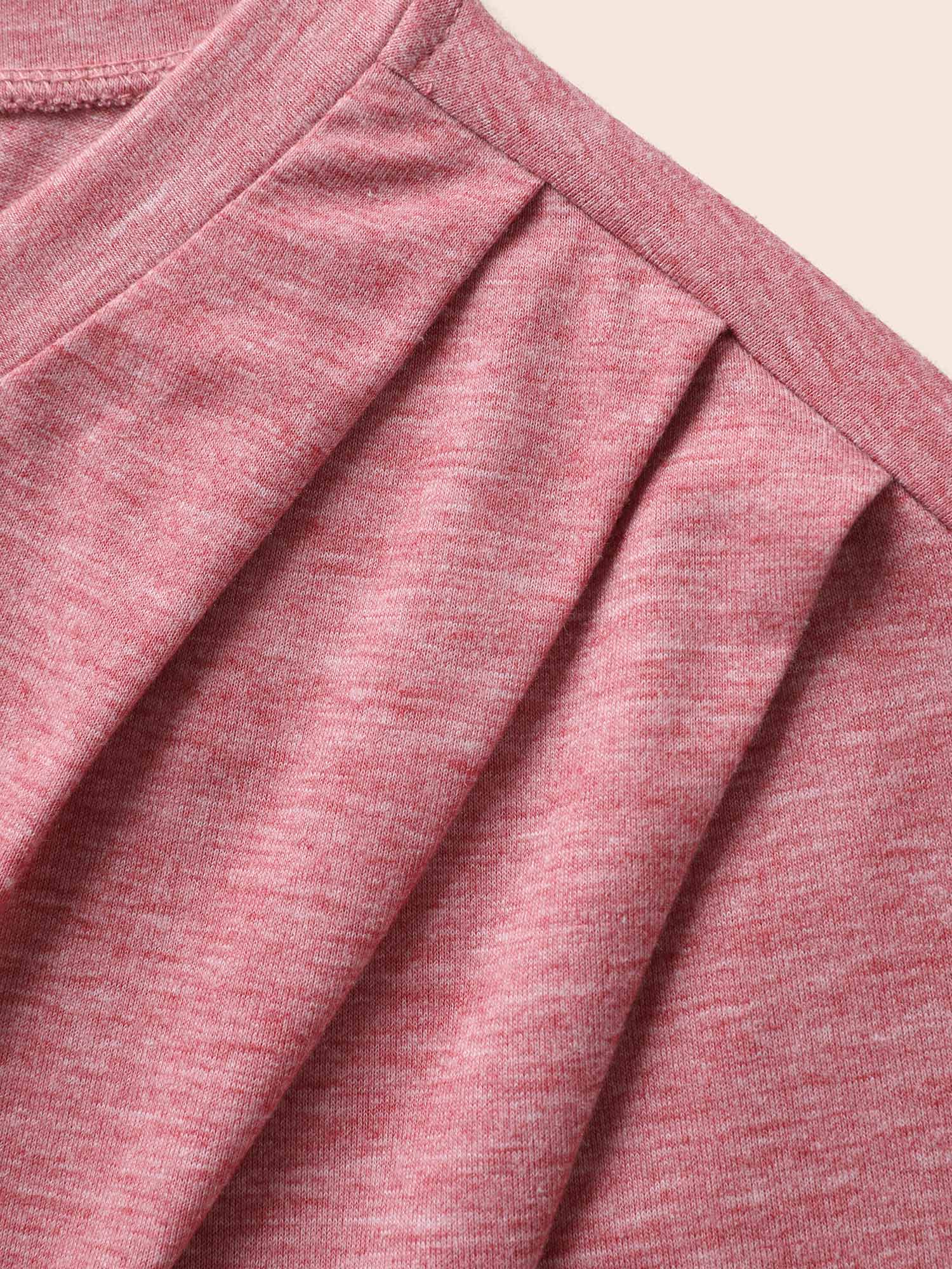 Plus Size Crew Neck Pleated Dolman Sleeve T-shirt Rouge Women Casual Pleated Round Neck Everyday T-shirts BloomChic 18-20/2X 