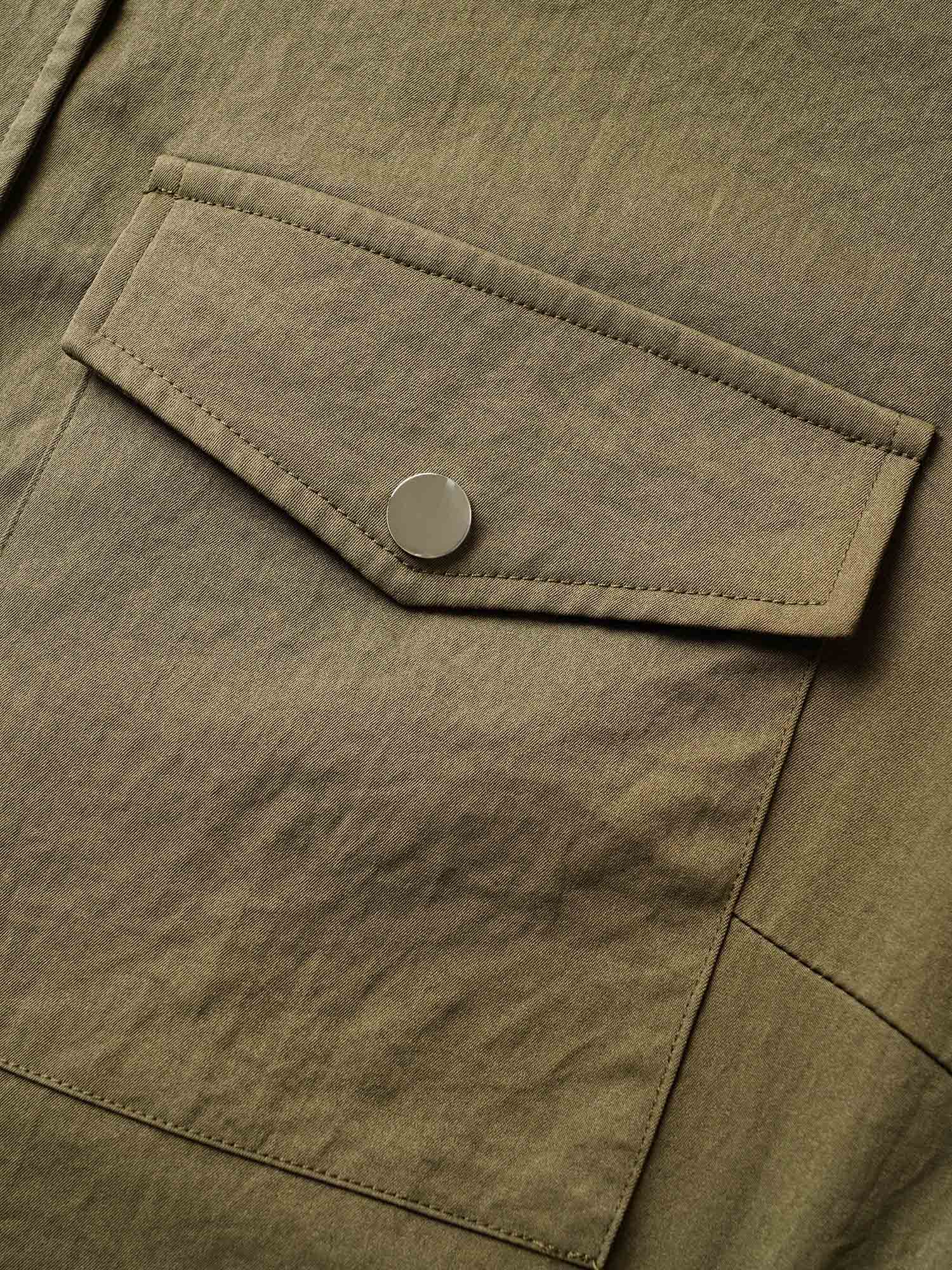 

Plus Size Solid Flap Pocket Drawstring Jacket Women ArmyGreen Drawstring Side seam pocket Everyday Jackets BloomChic